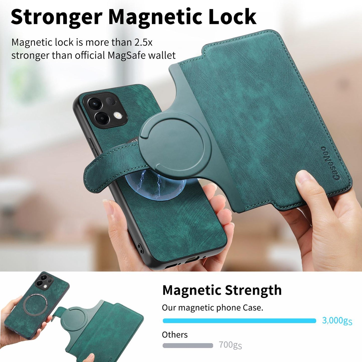 For OPPO K12s / K13x / K13 CaseNeo MagSafe RFID Anti-theft Retro Leather Phone Case(Green)