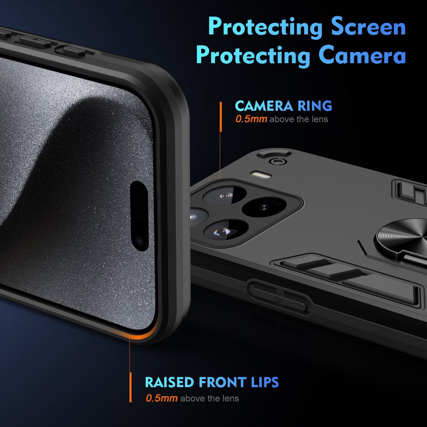 For Xiaomi 15 Pro Shockproof Metal Ring Holder Phone Case(Black)
