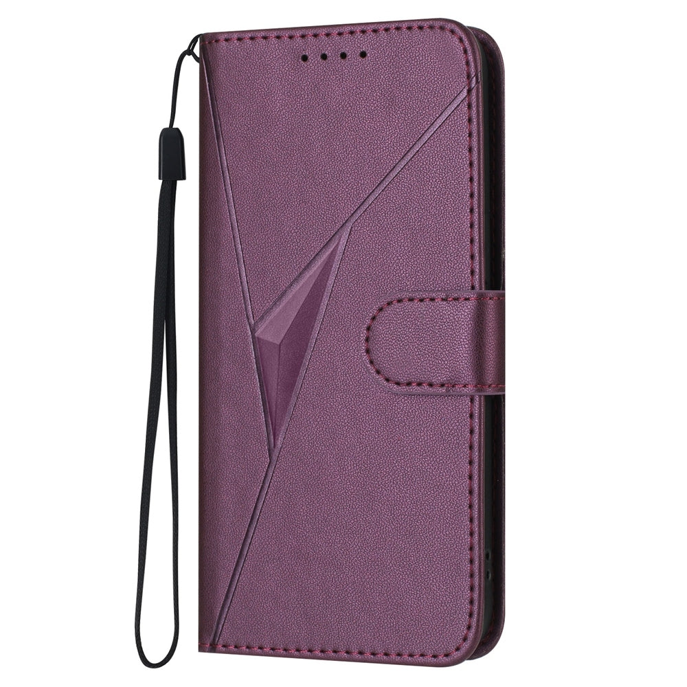 For iPhone 16e Triangle Pattern Buckle Clasp Leather Phone Case(Dark Purple)