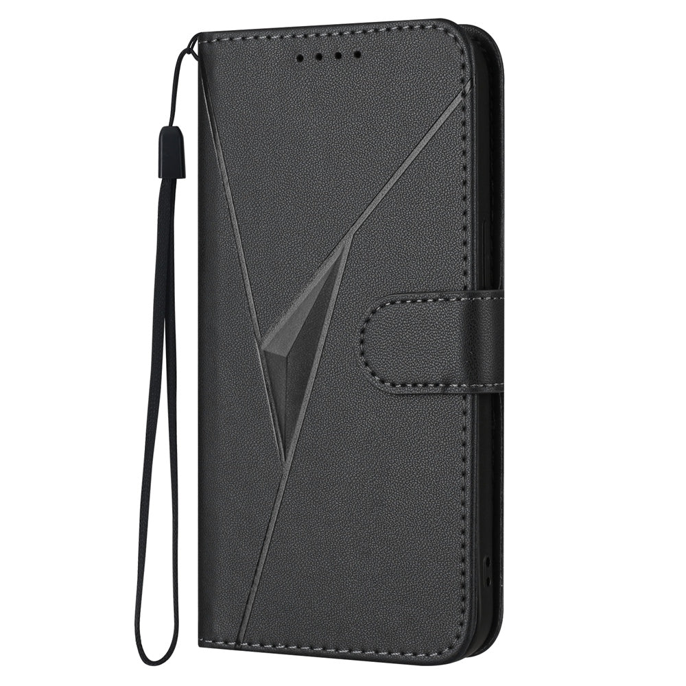 For iPhone 16e Triangle Pattern Buckle Clasp Leather Phone Case(Black)