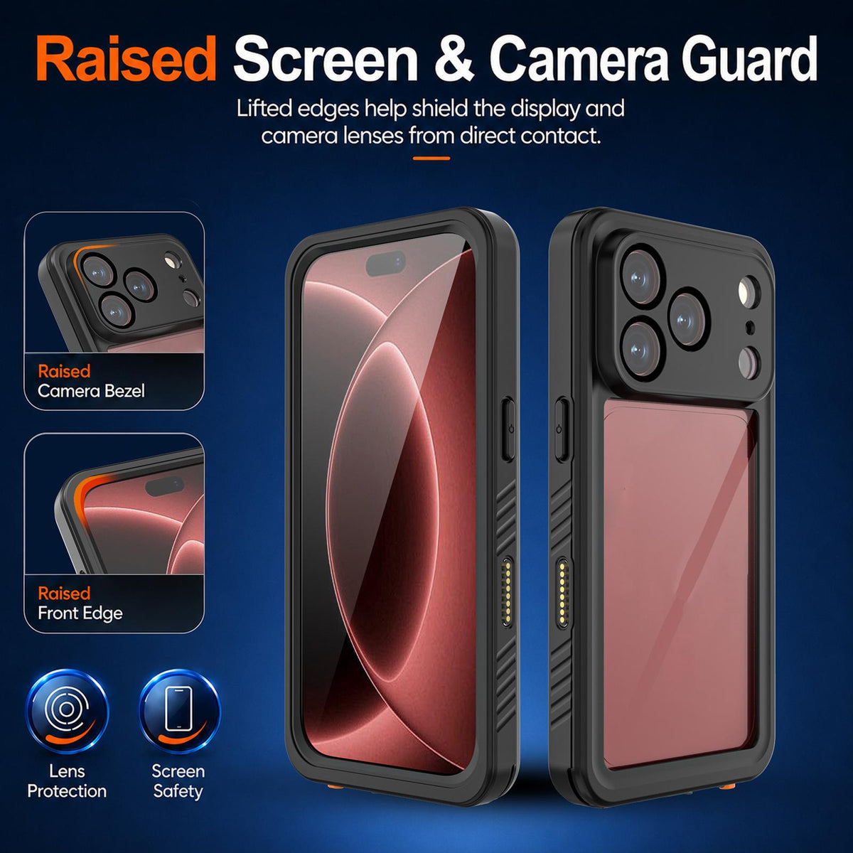 Compatible with iPhone 18 Pro Max RedPepper IP68 Waterproof Triple-proof Phone Case - Black