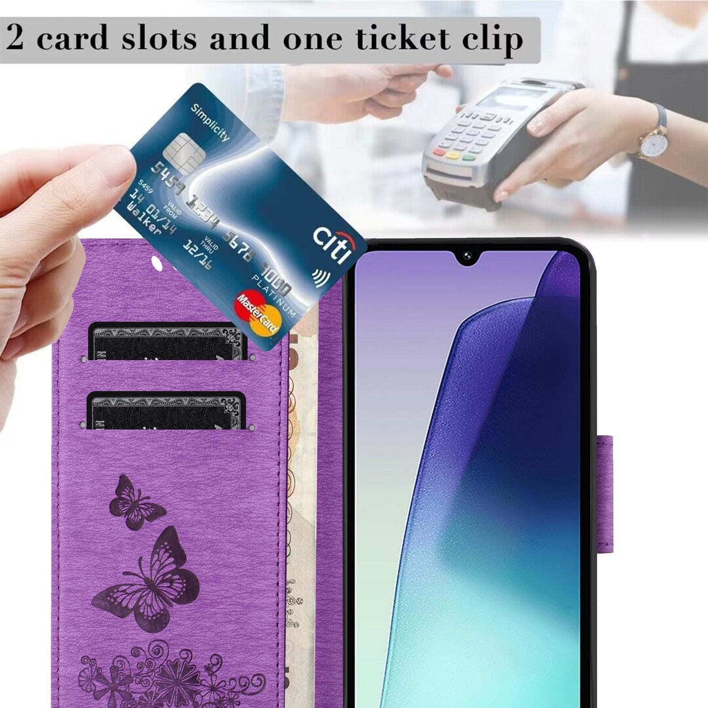 For Redmi 14C Butterfly Embossed Flip Leather Phone Case(Purple)