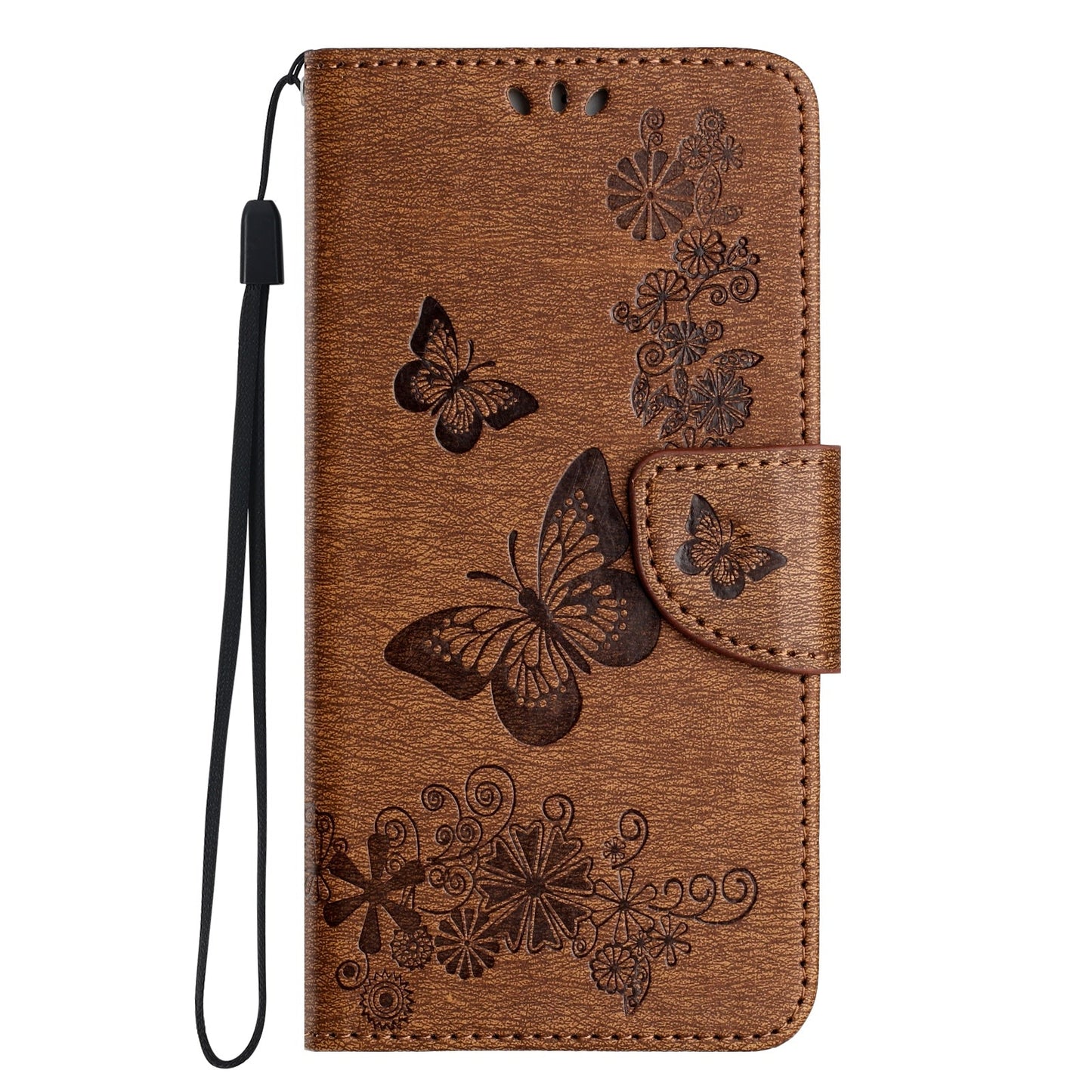 For Redmi 14C Butterfly Embossed Flip Leather Phone Case(Brown)