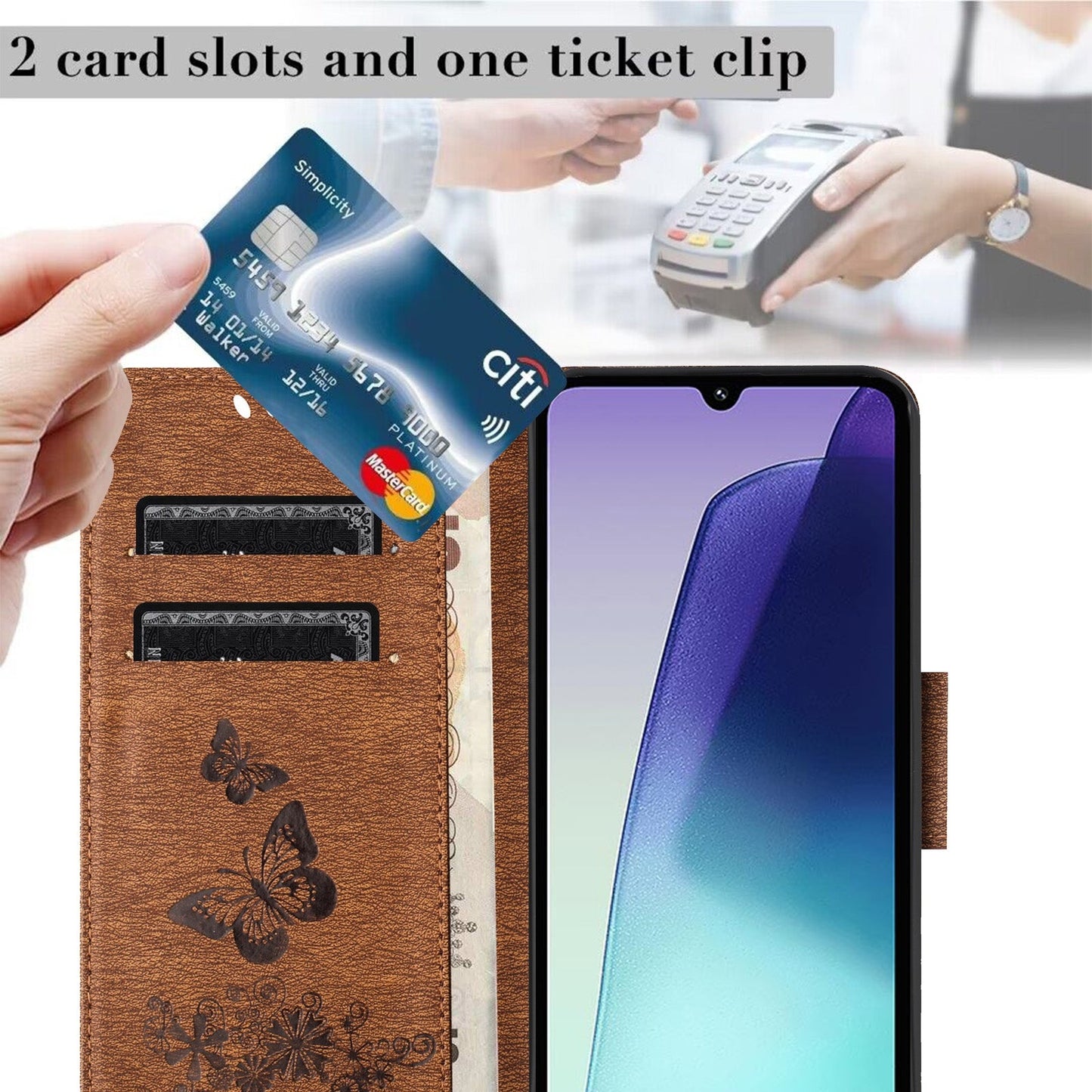 For Redmi 14C Butterfly Embossed Flip Leather Phone Case(Brown)