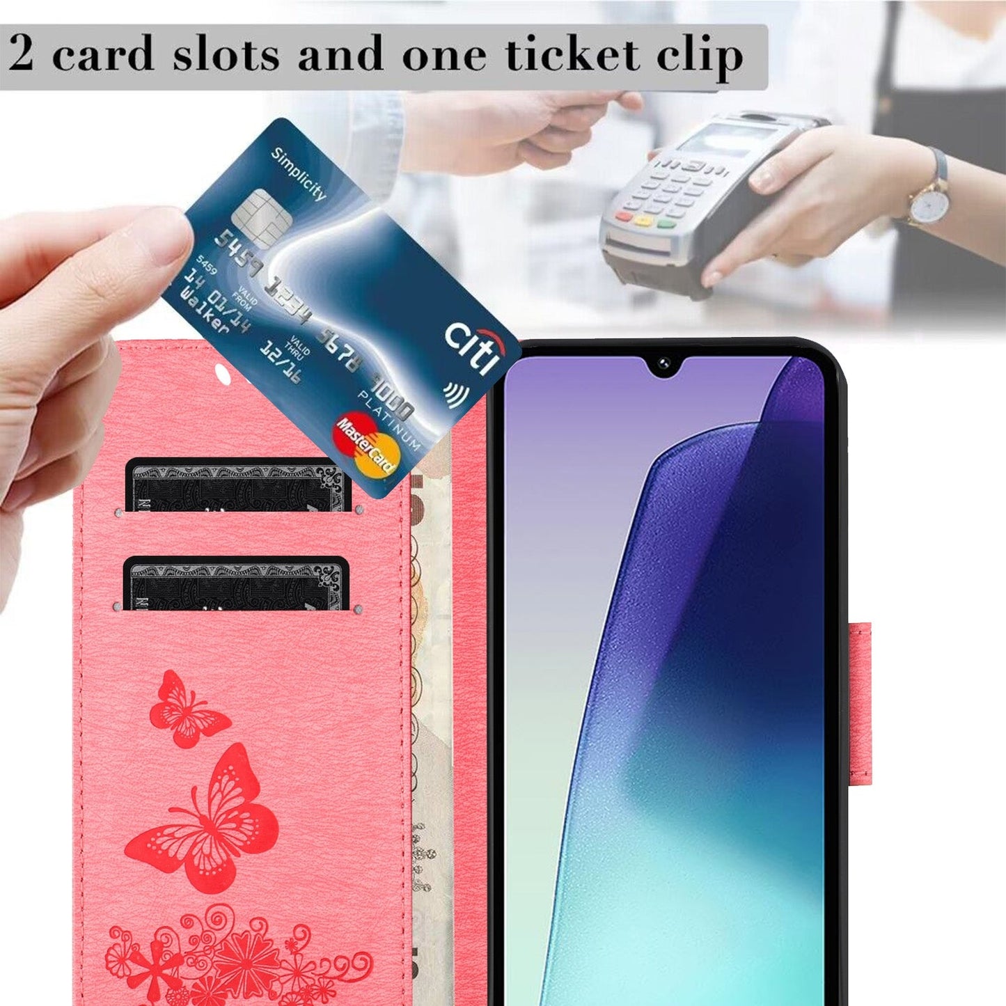 For Redmi 14C Butterfly Embossed Flip Leather Phone Case(Pink)