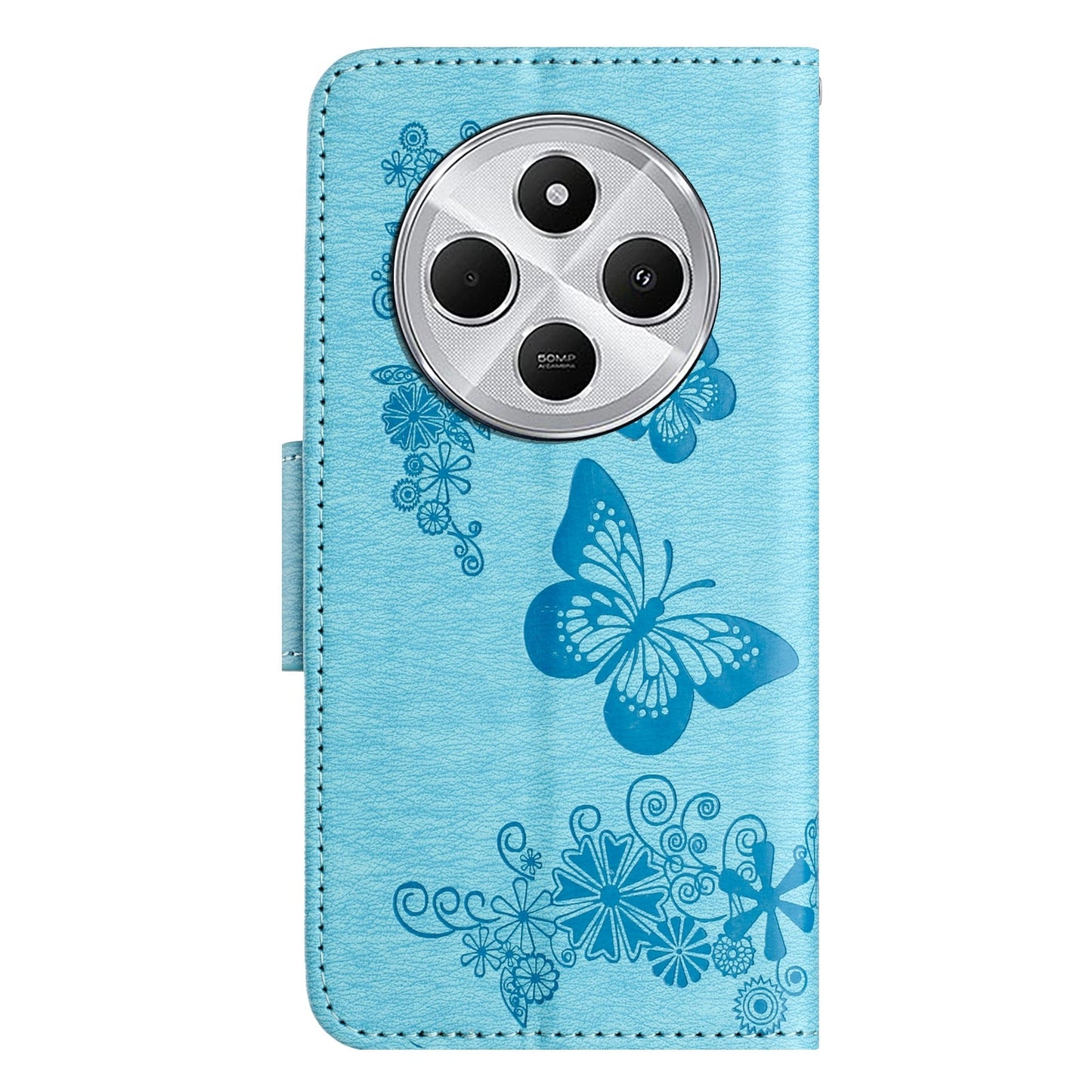 For Redmi 14C Butterfly Embossed Flip Leather Phone Case(Blue)