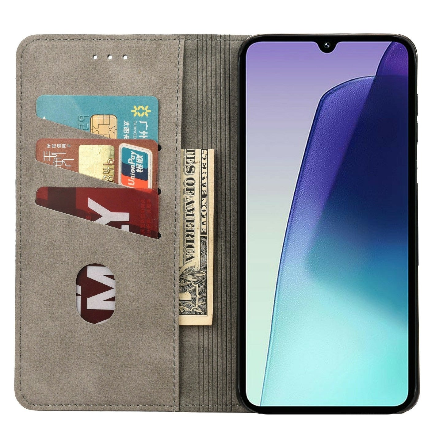 For Redmi 14C Skin Feel Splicing Leather Phone Case(Grey)