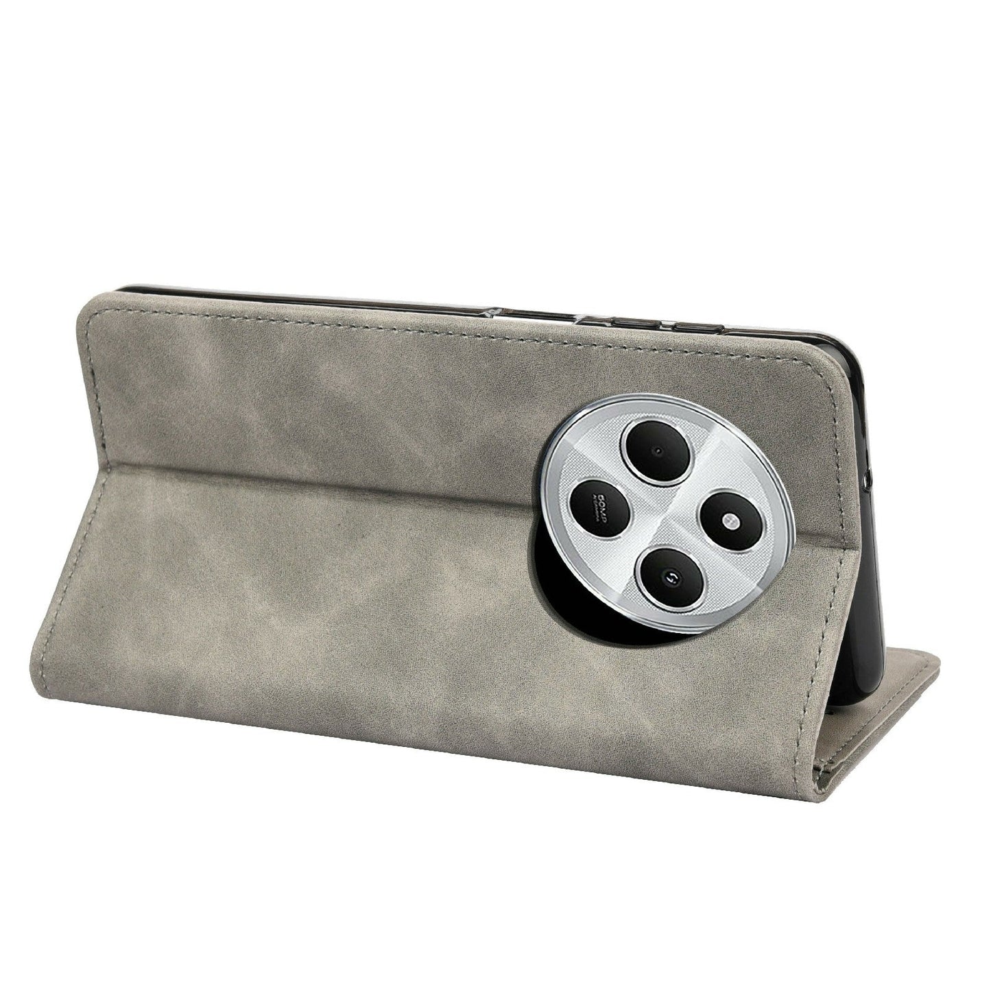 For Redmi 14C Skin Feel Splicing Leather Phone Case(Grey)