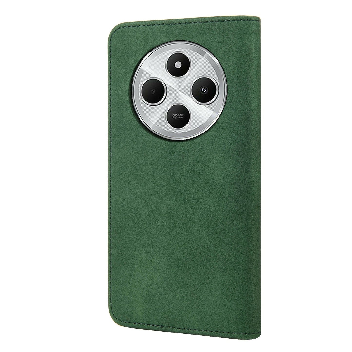 For Redmi 14C Skin Feel Splicing Leather Phone Case(Green)