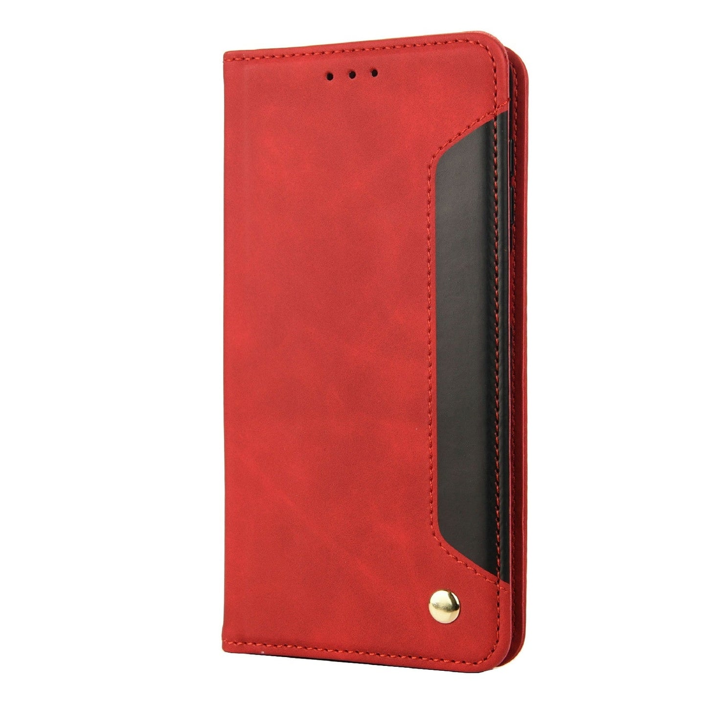 For Redmi 14C Skin Feel Splicing Leather Phone Case(Red)
