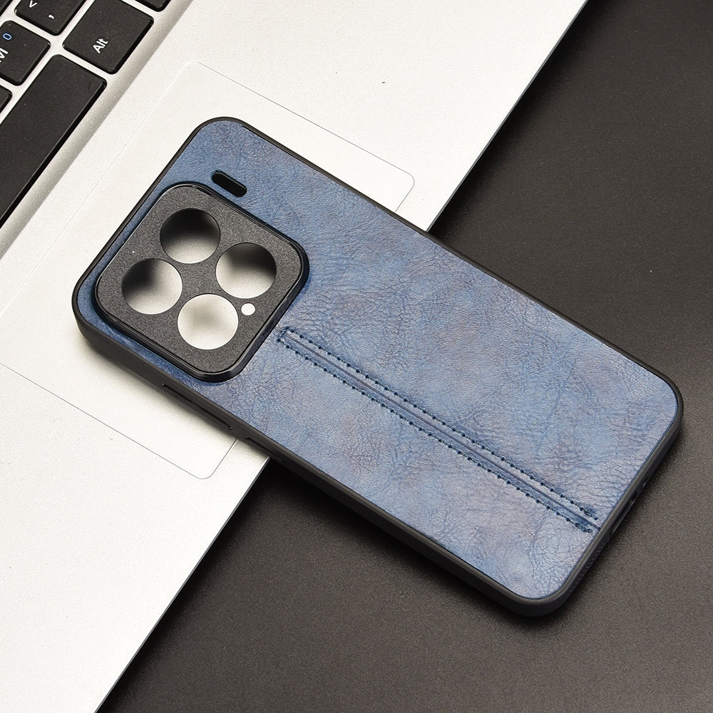 For Xiaomi 15 Cow Pattern Sewing Card Bag Phone Case(Blue)