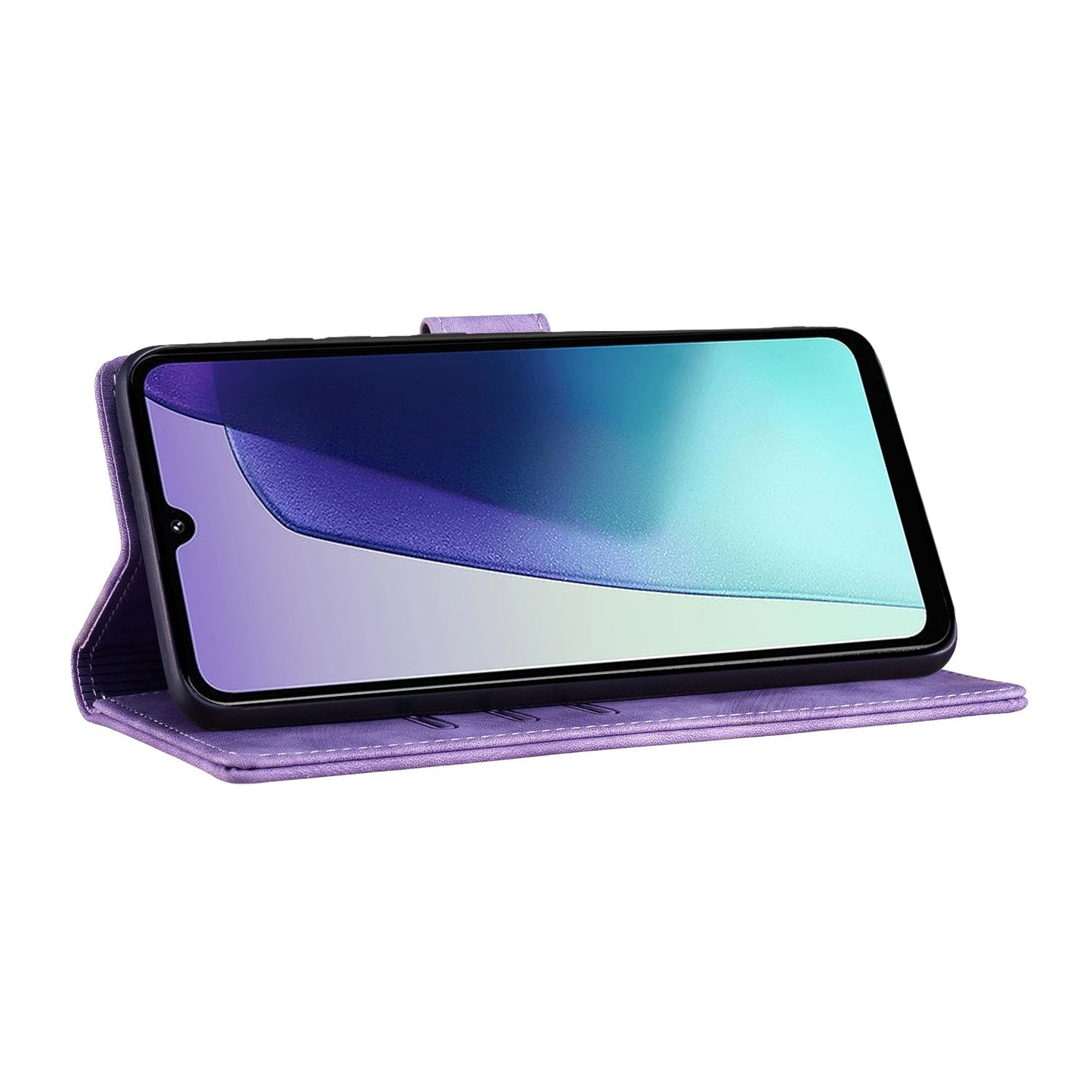 For Redmi 14C 4G Pen Heart Cat Embossed Leather Phone Case(Purple)