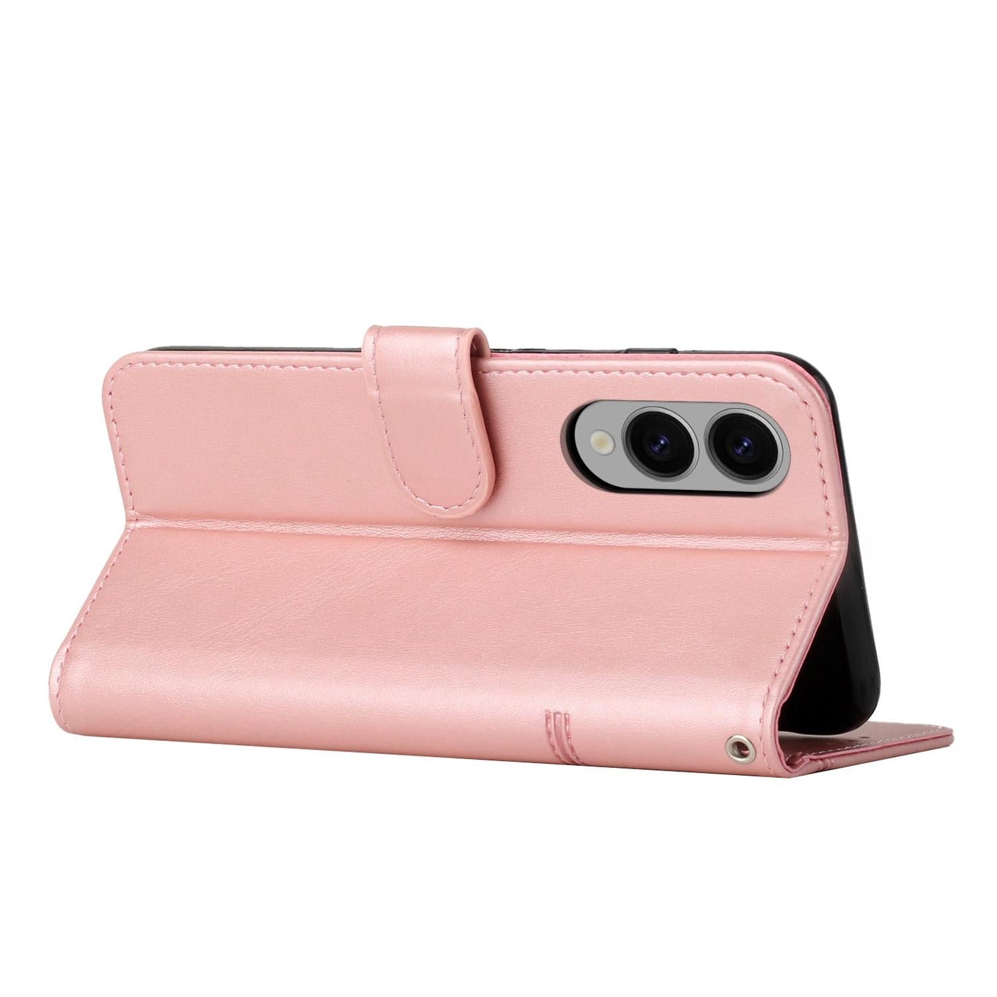 For Samsung Galaxy S25 Edge 5G Stitching Calf Texture Buckle Leather Phone Case(Rose Gold)