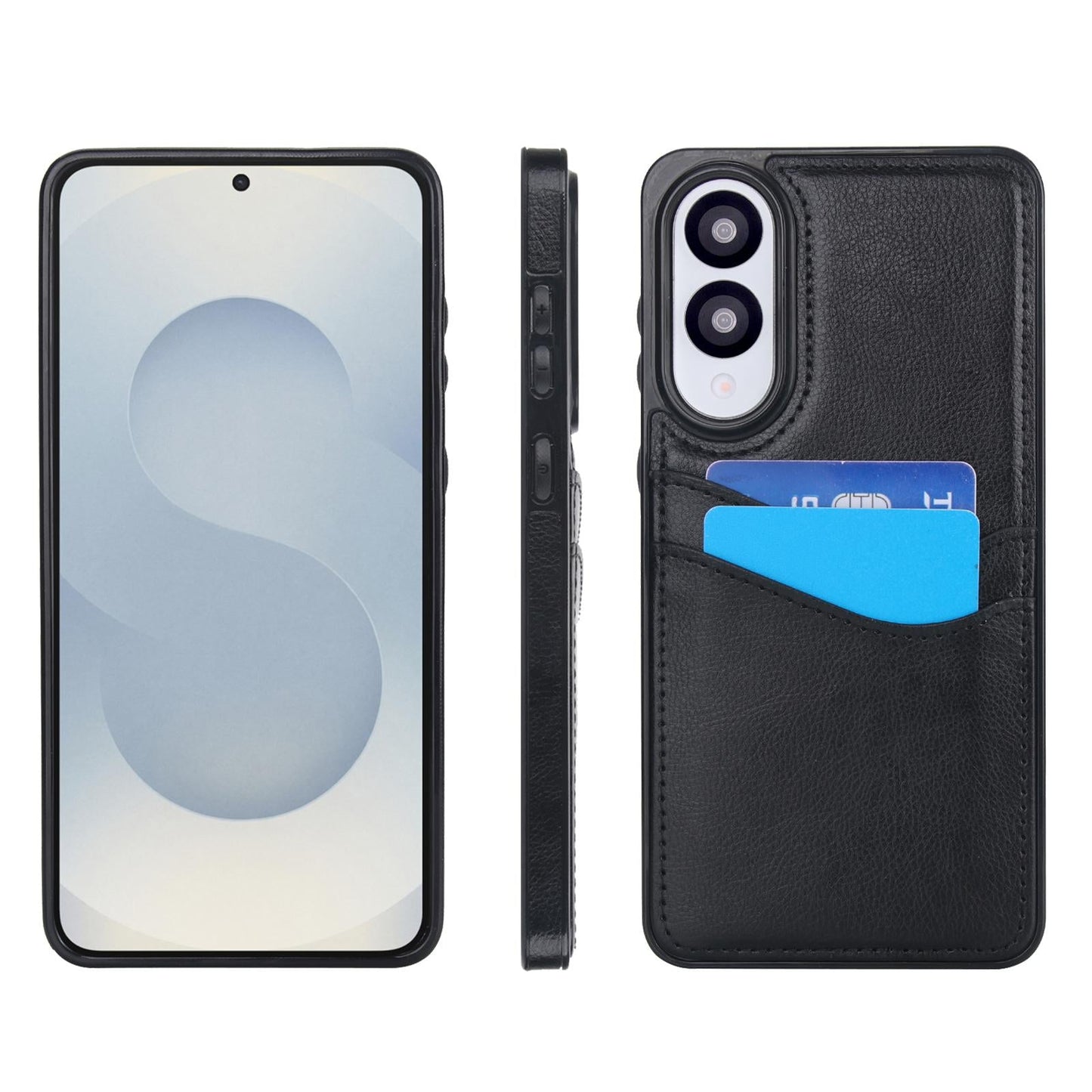 For Samsung Galaxy S25 Edge 5G Litchi Leather Skin Card Slots Phone Case(Black)