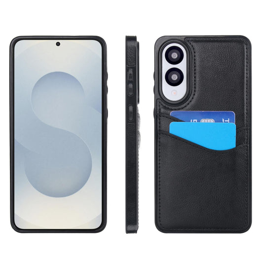 For Samsung Galaxy S25 Edge 5G Litchi Leather Skin Card Slots Phone Case(Black)