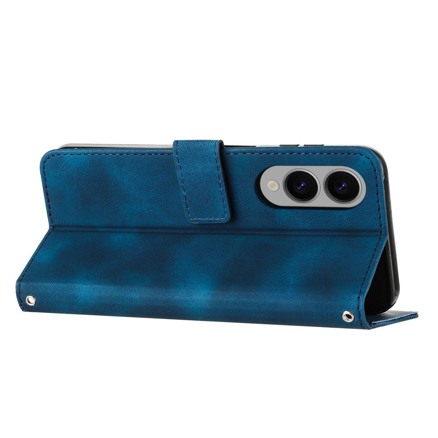 For Samsung Galaxy S25 Edge 5G Dream Triangle Leather Phone Case with Long Lanyard(Blue)