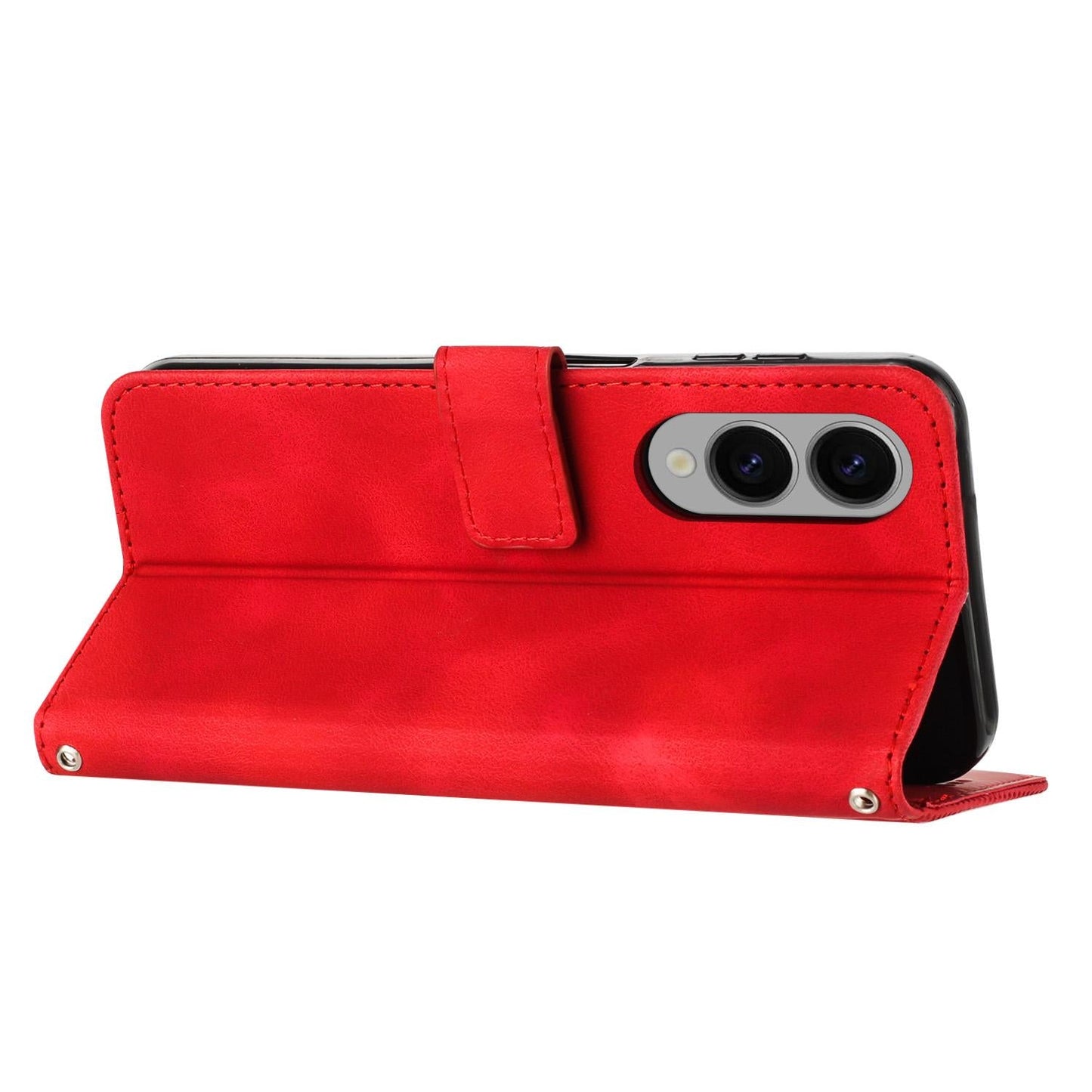 For Samsung Galaxy S25 Edge 5G Dream Triangle Leather Phone Case with Long Lanyard(Red)