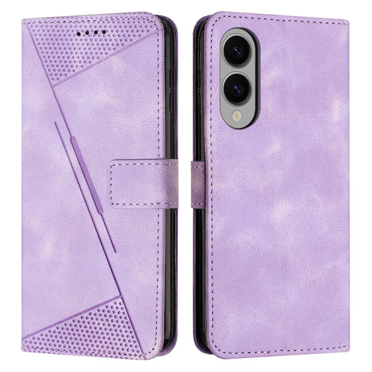 For Samsung Galaxy S25 Edge 5G Dream Triangle Leather Phone Case with Long Lanyard(Purple)