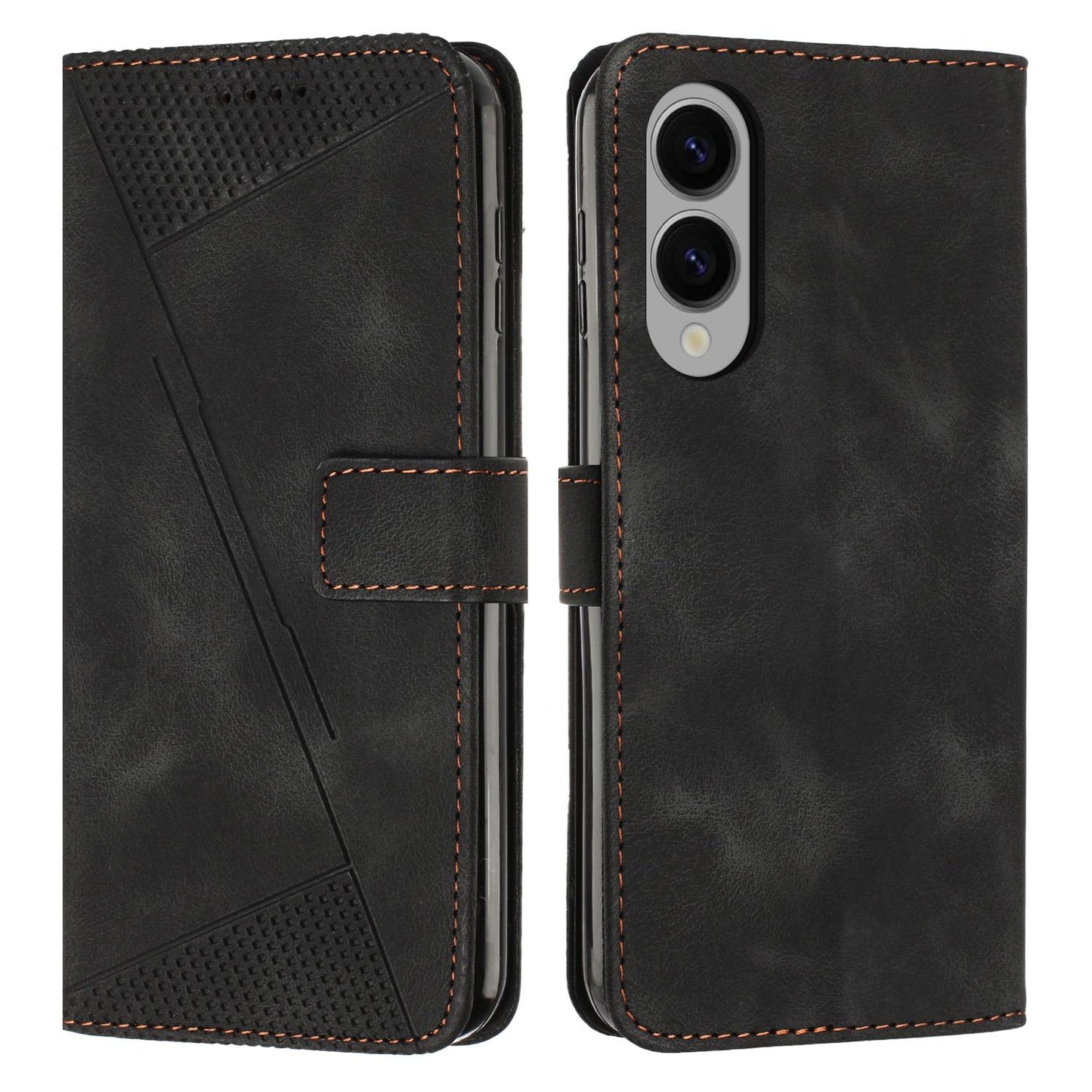 For Samsung Galaxy S25 Edge 5G Dream Triangle Leather Phone Case with Long Lanyard(Black)