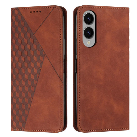 For Samsung Galaxy S25 Edge 5G Diamond Splicing Skin Feel Magnetic Leather Phone Case(Brown)