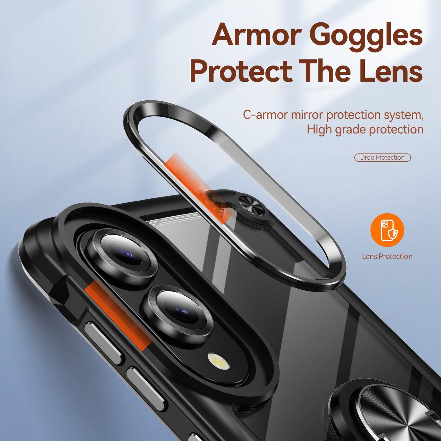 For Samsung Galaxy S25 Edge 5G TPU + PC Lens Protection Phone Case with Ring Holder(Black)
