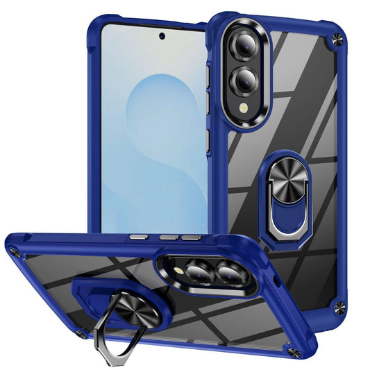 For Samsung Galaxy S25 Edge 5G TPU + PC Lens Protection Phone Case with Ring Holder(Blue)