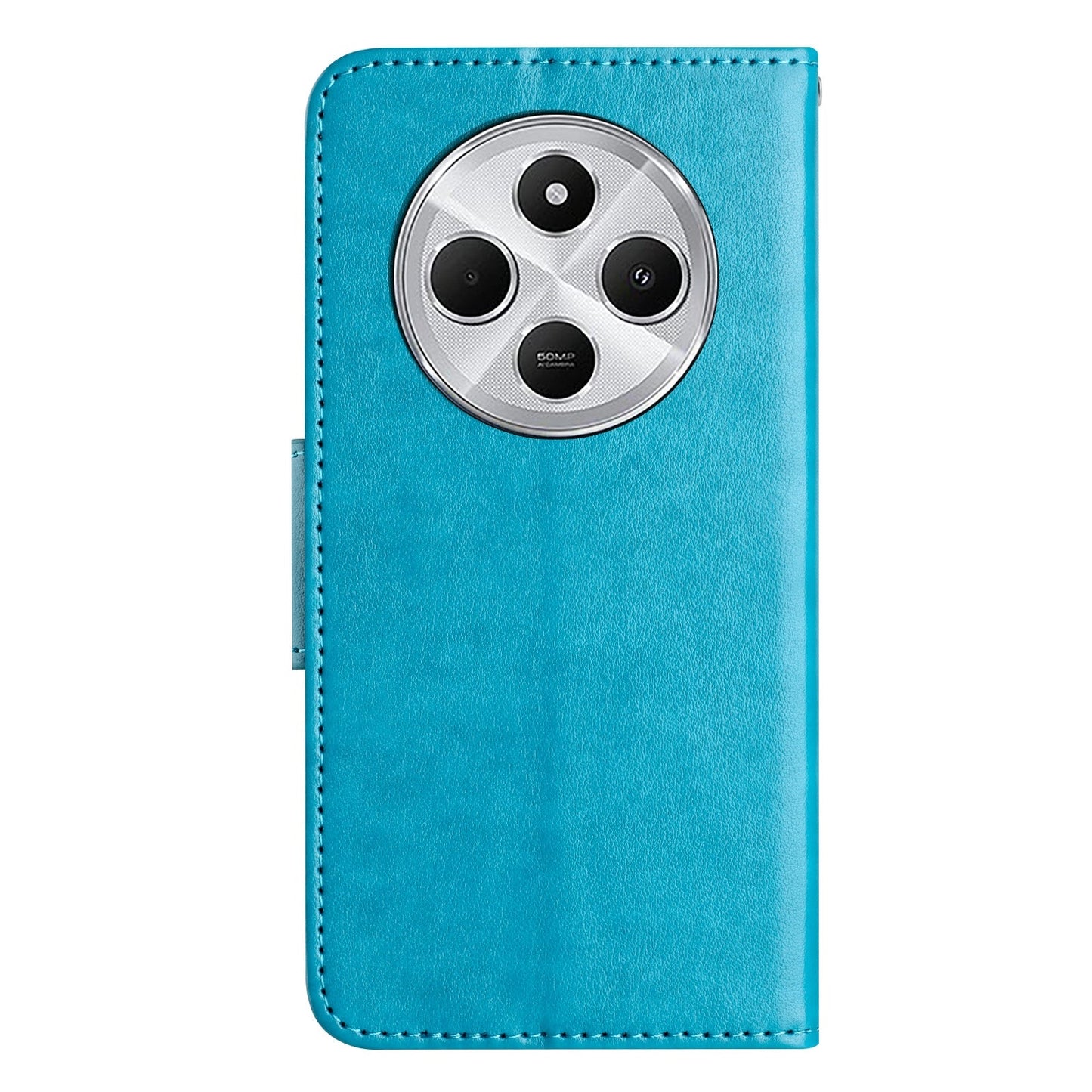 For Redmi 14C Butterfly Flower Pattern Flip Leather Phone Case(Blue)