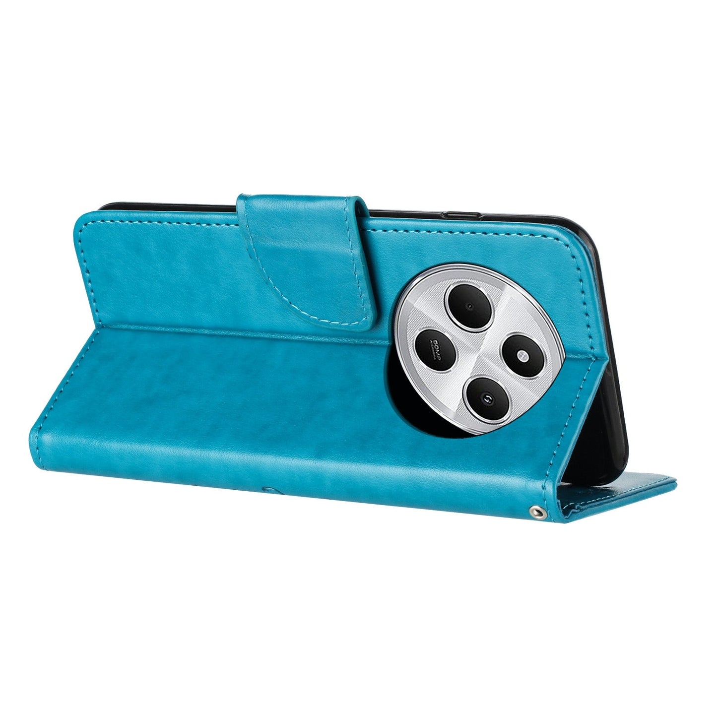 For Redmi 14C Butterfly Flower Pattern Flip Leather Phone Case(Blue)