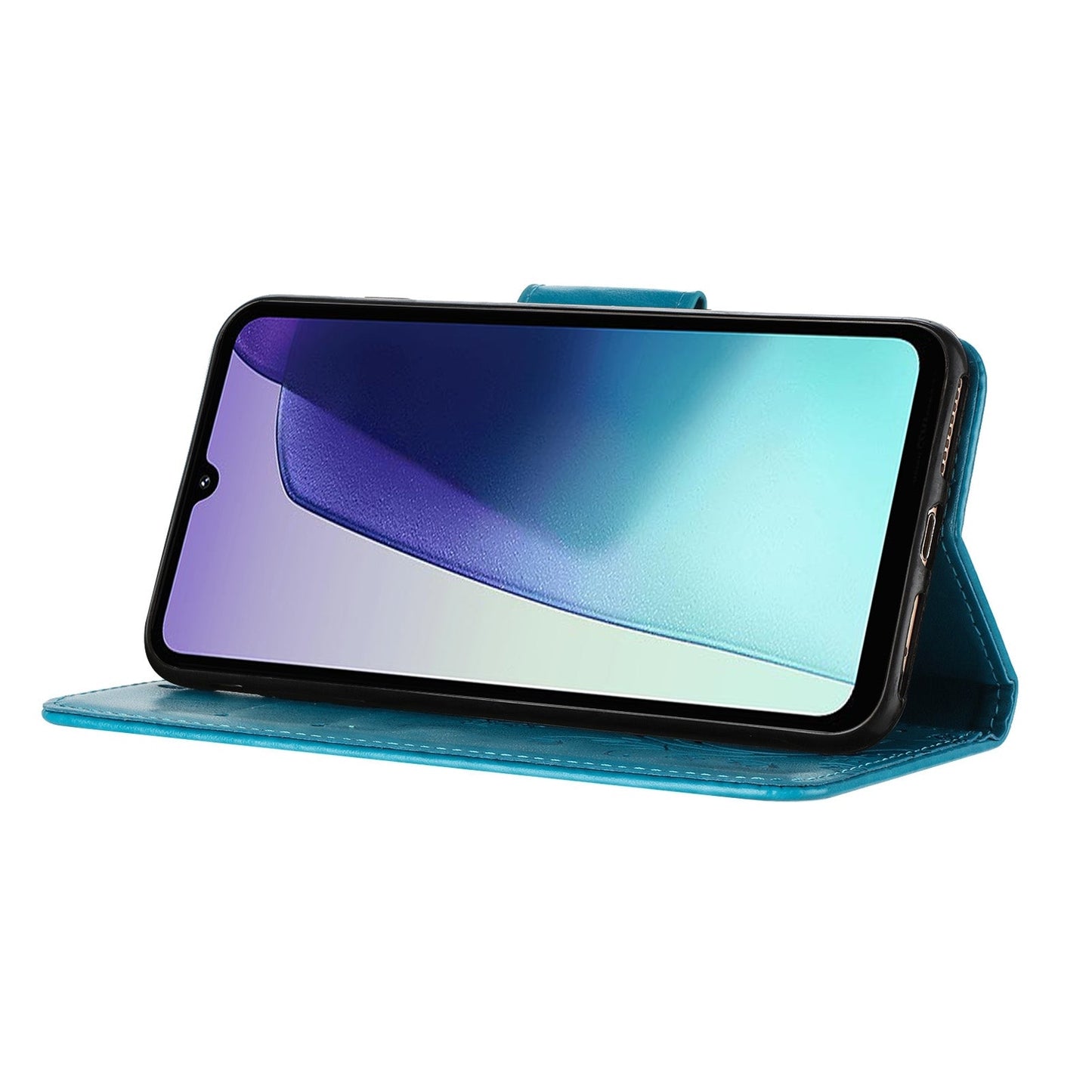 For Redmi 14C Butterfly Flower Pattern Flip Leather Phone Case(Blue)