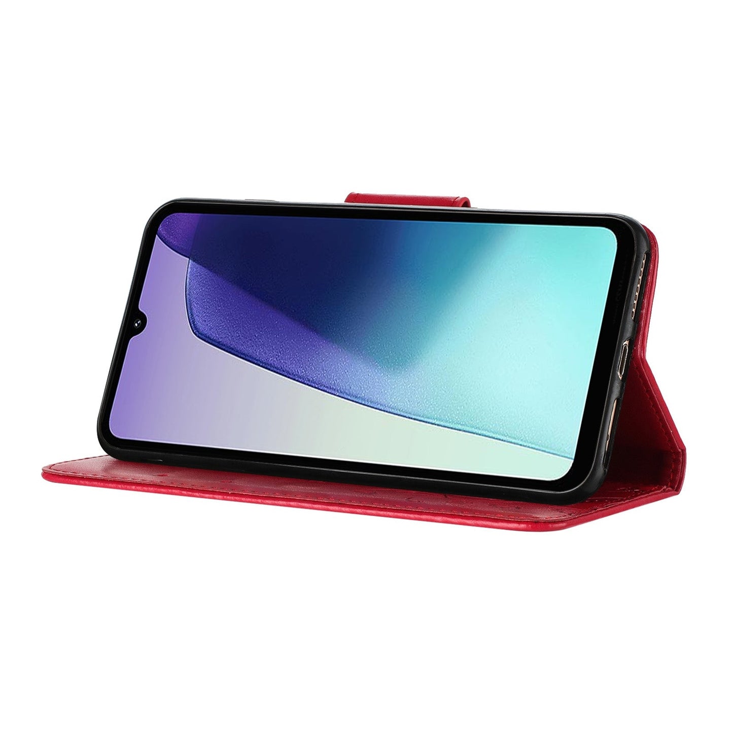 For Redmi 14C Butterfly Flower Pattern Flip Leather Phone Case(Red)