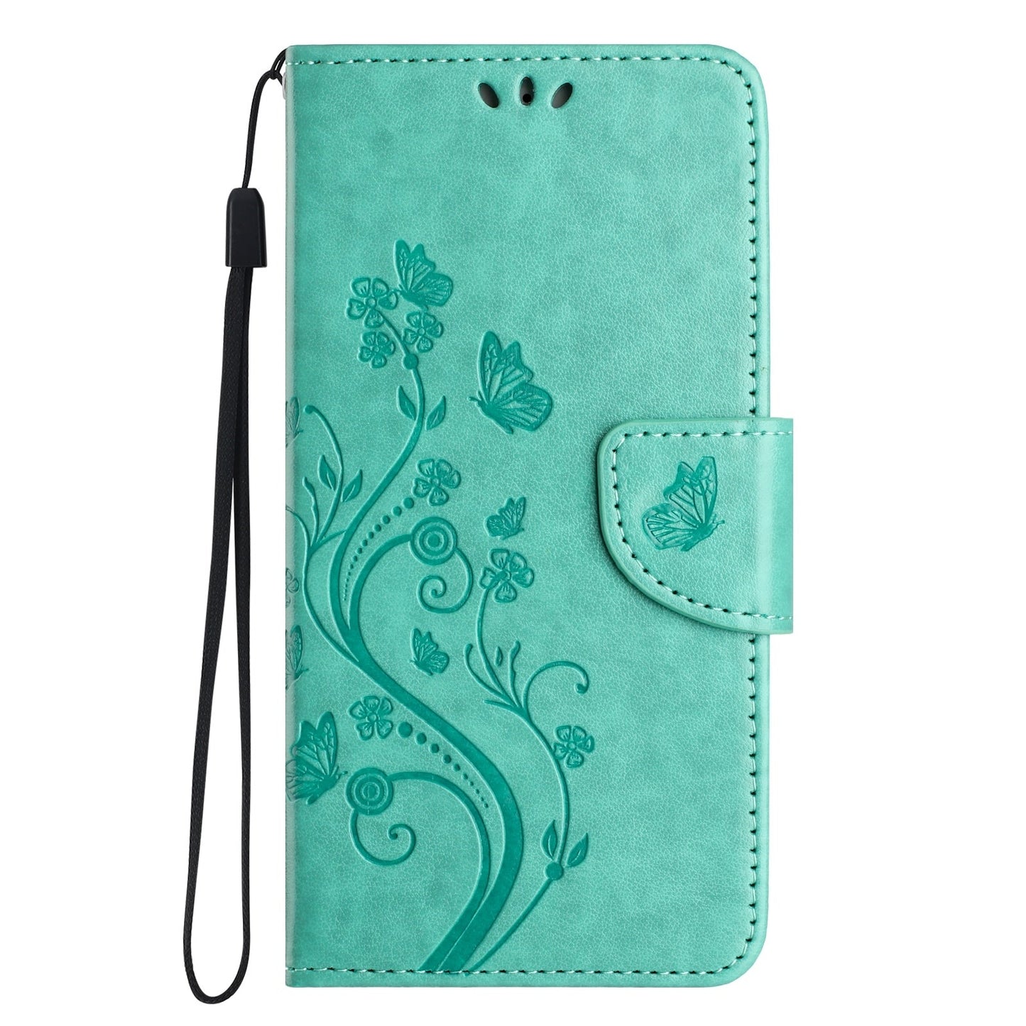 For Redmi 14C Butterfly Flower Pattern Flip Leather Phone Case(Green)