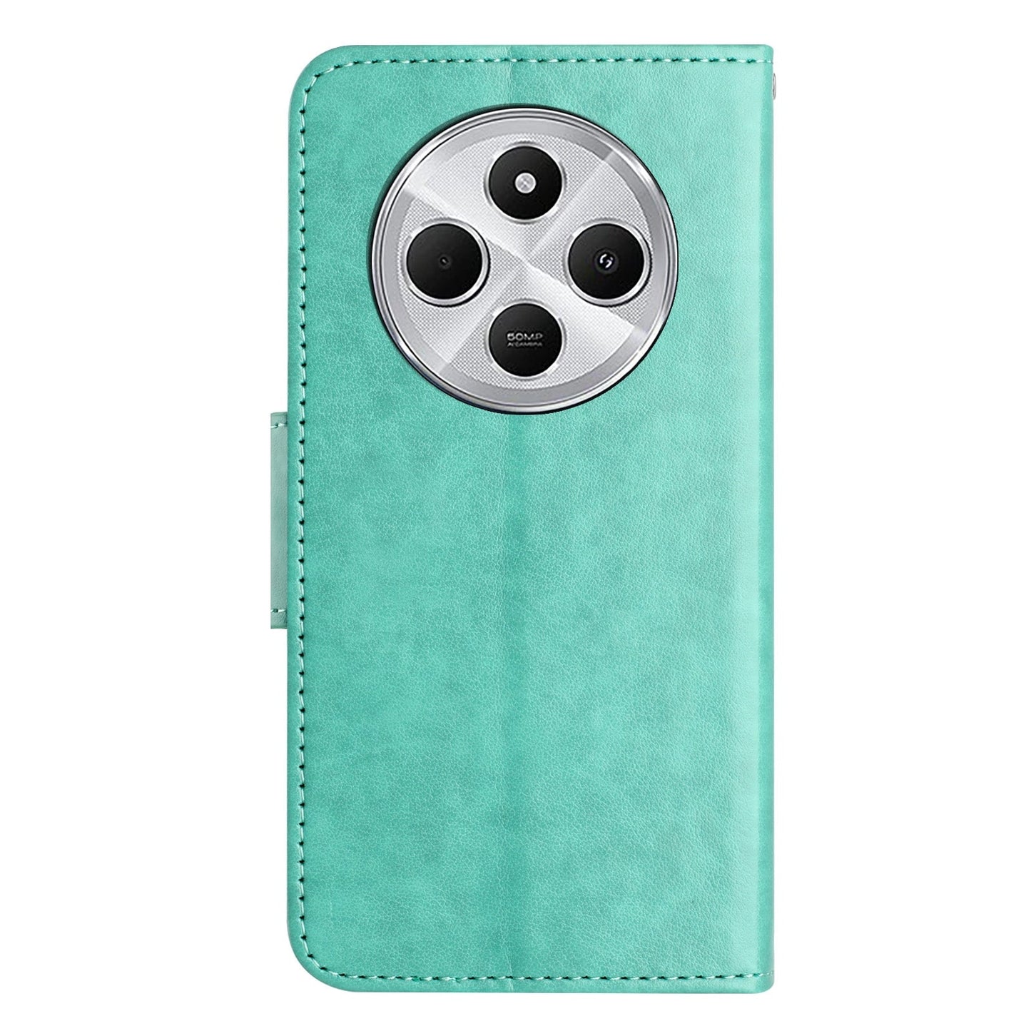 For Redmi 14C Butterfly Flower Pattern Flip Leather Phone Case(Green)