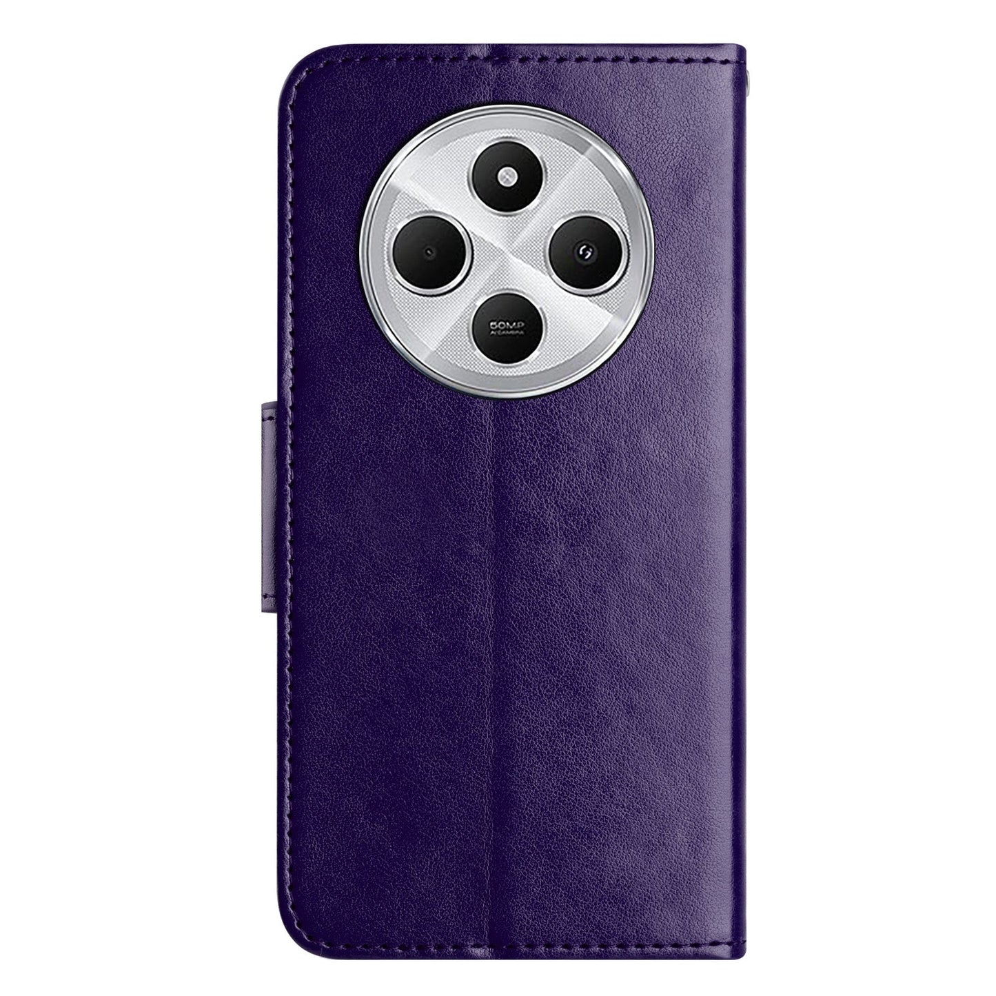 For Redmi 14C Butterfly Flower Pattern Flip Leather Phone Case(Dark Purple)