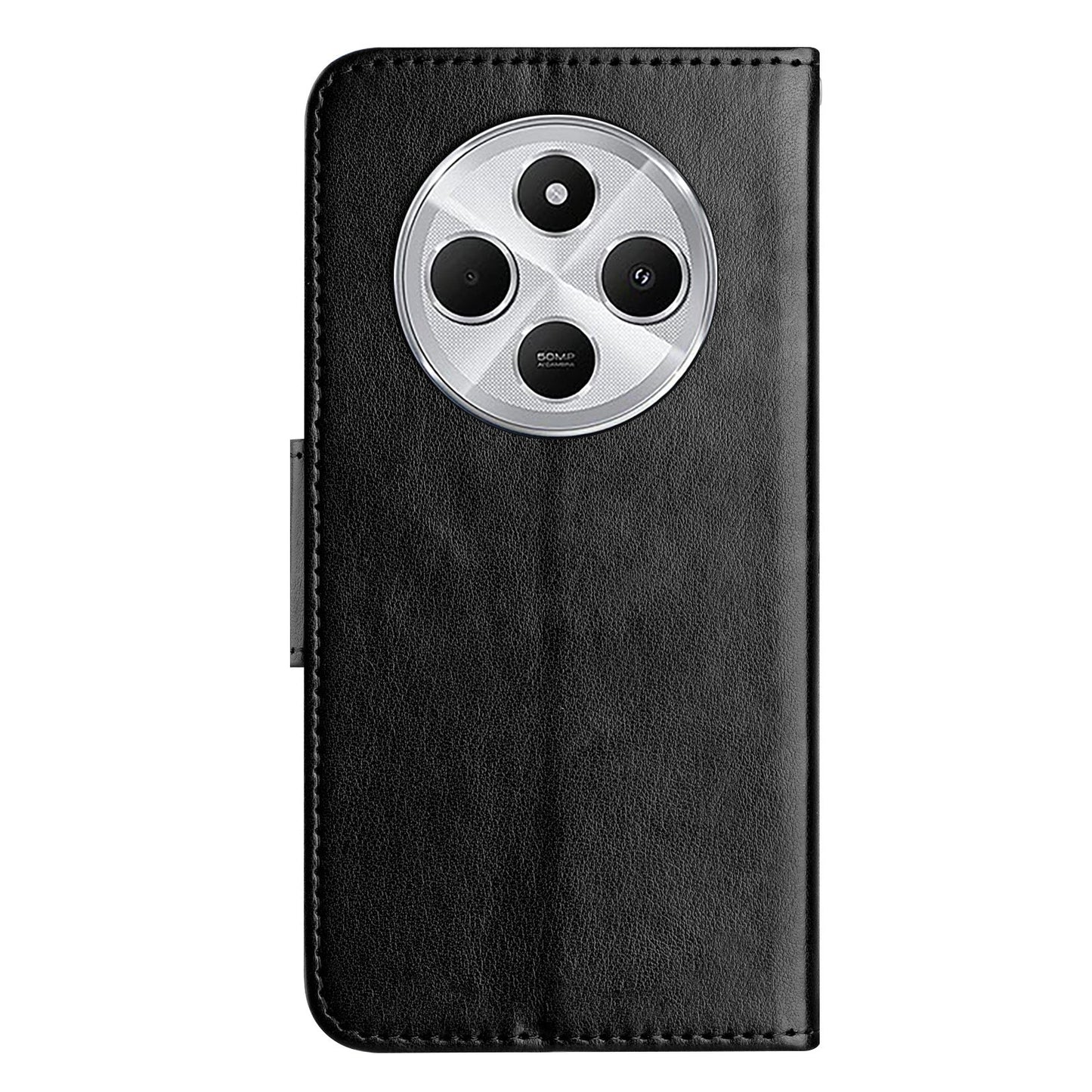 For Redmi 14C Butterfly Flower Pattern Flip Leather Phone Case(Black)