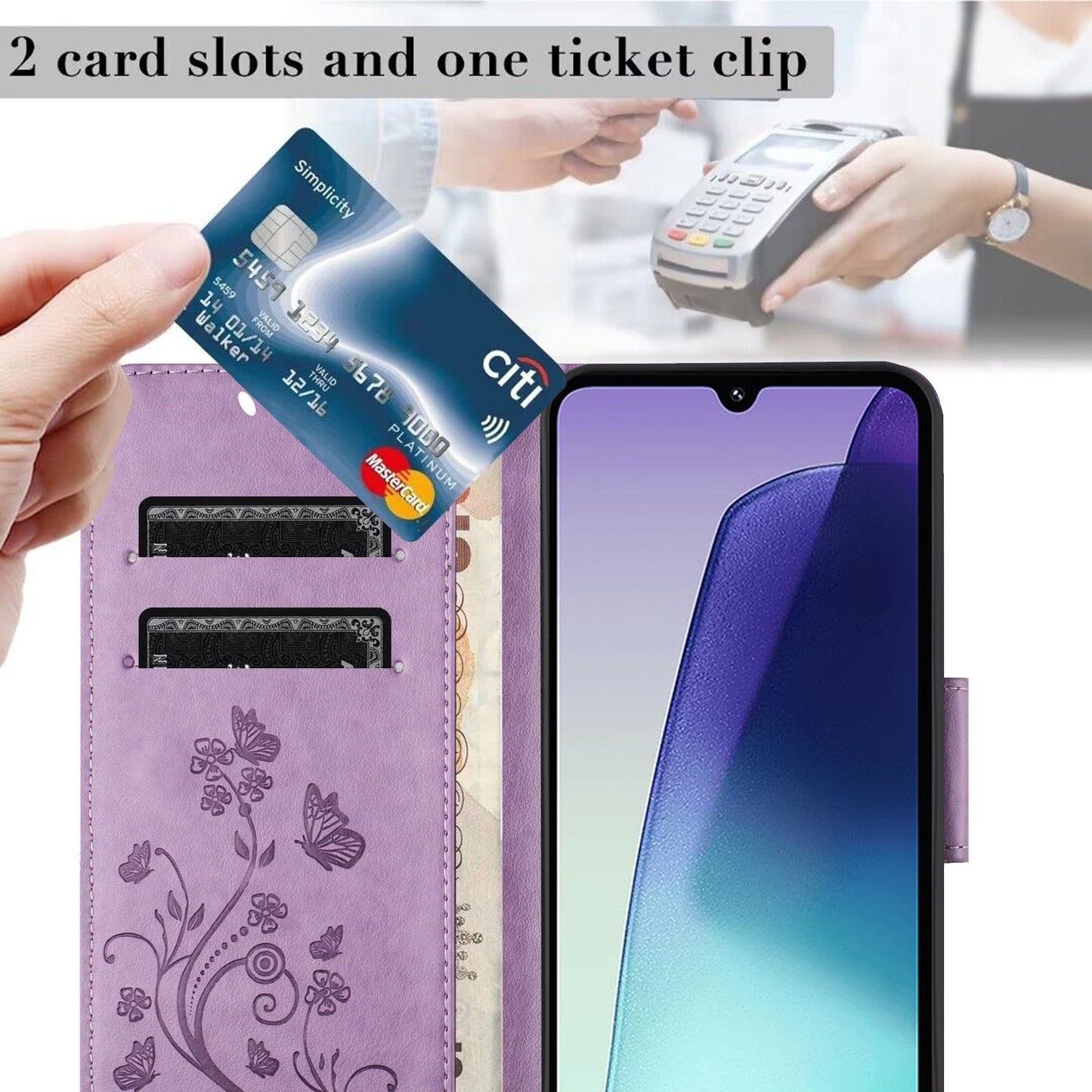 For Redmi 14C Butterfly Flower Pattern Flip Leather Phone Case(Light Purple)