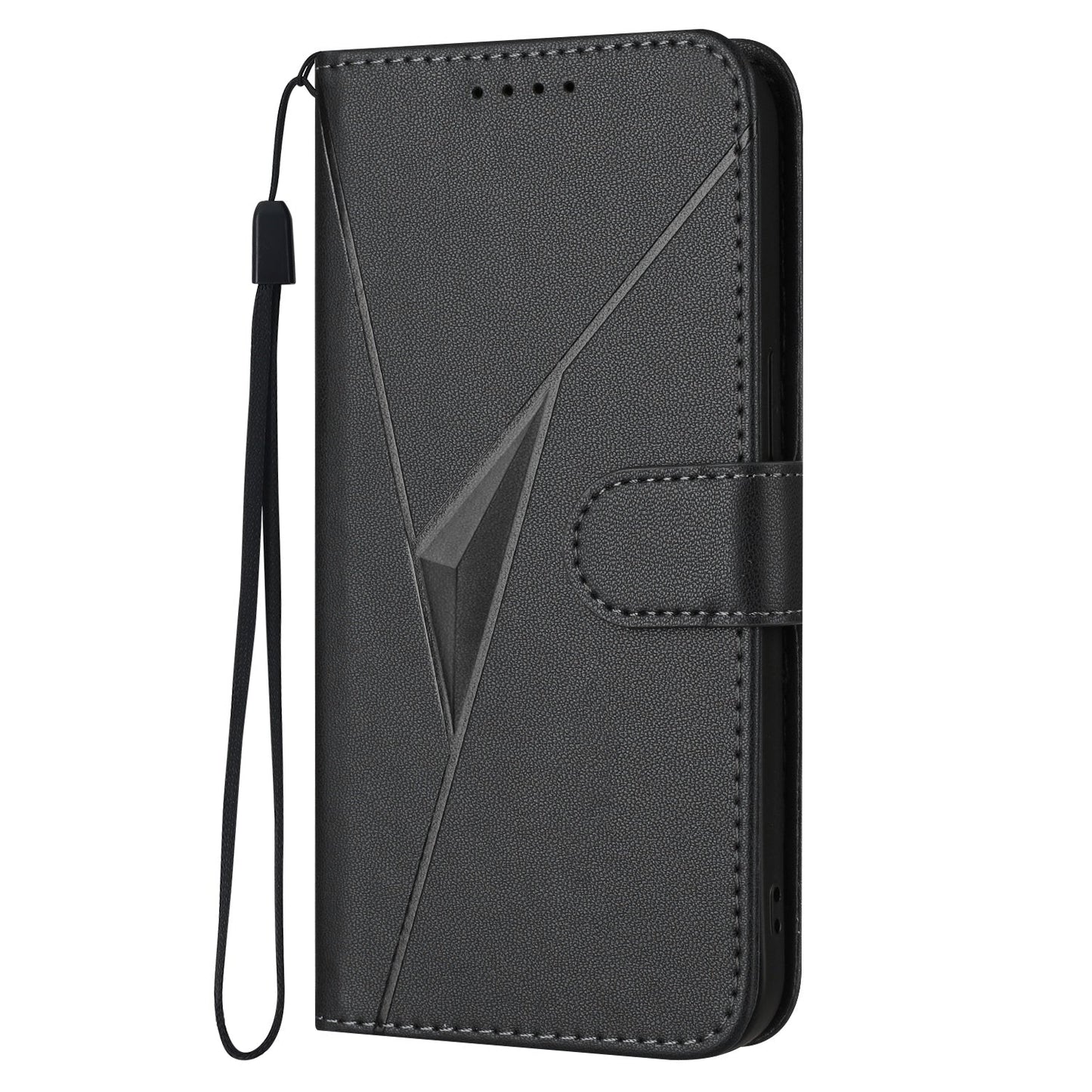 For Redmi 14C 4G Triangle Pattern Buckle Clasp Leather Phone Case(Black)