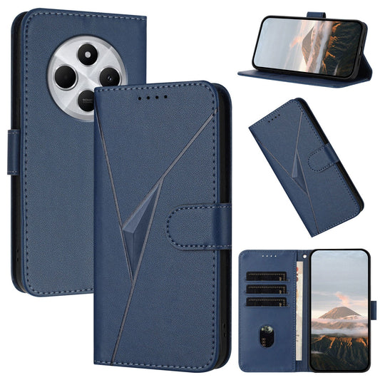 For Redmi 14C 4G Triangle Pattern Buckle Clasp Leather Phone Case(Royal Blue)