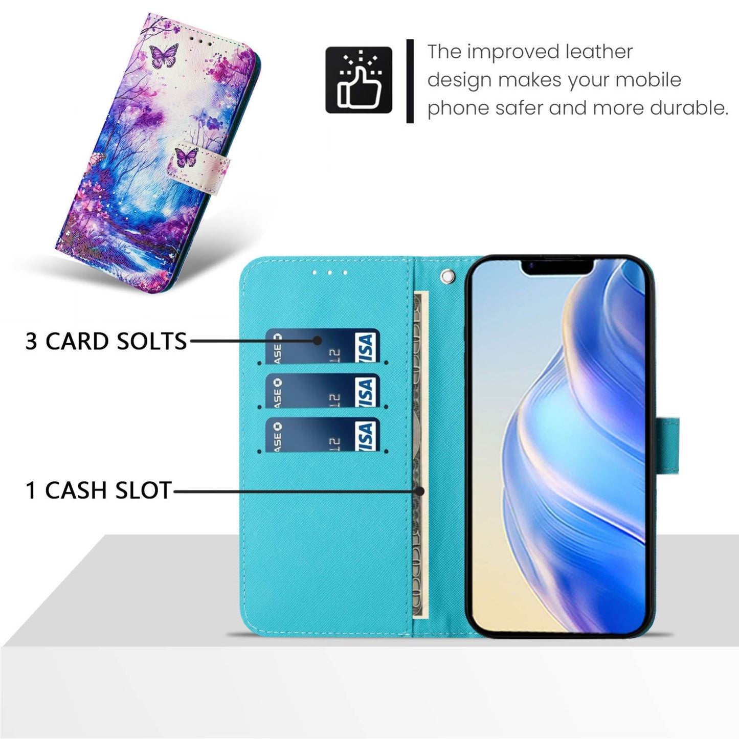 For iPhone 16e Art Colored Drawing Pattern Leather Phone Case(Dreamland)