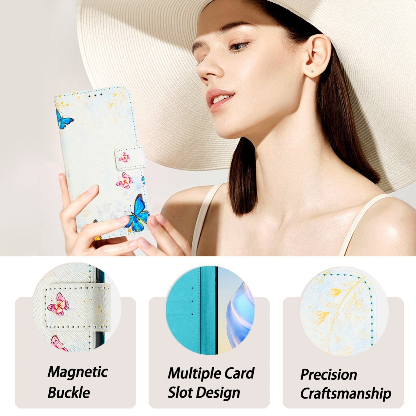 For iPhone 16e Art Colored Drawing Pattern Leather Phone Case(Butterfly house)
