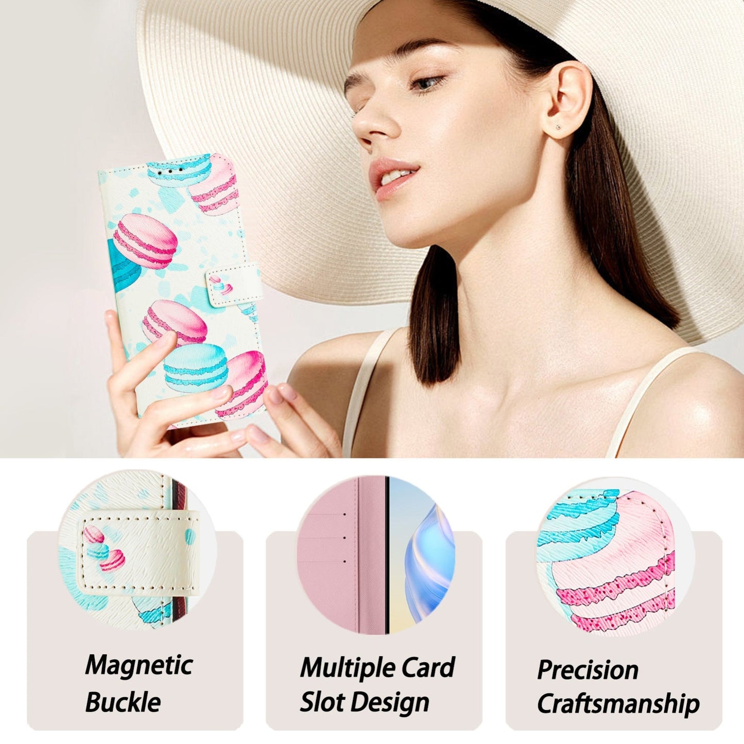 For iPhone 16e Art Colored Drawing Pattern Leather Phone Case(Cake)