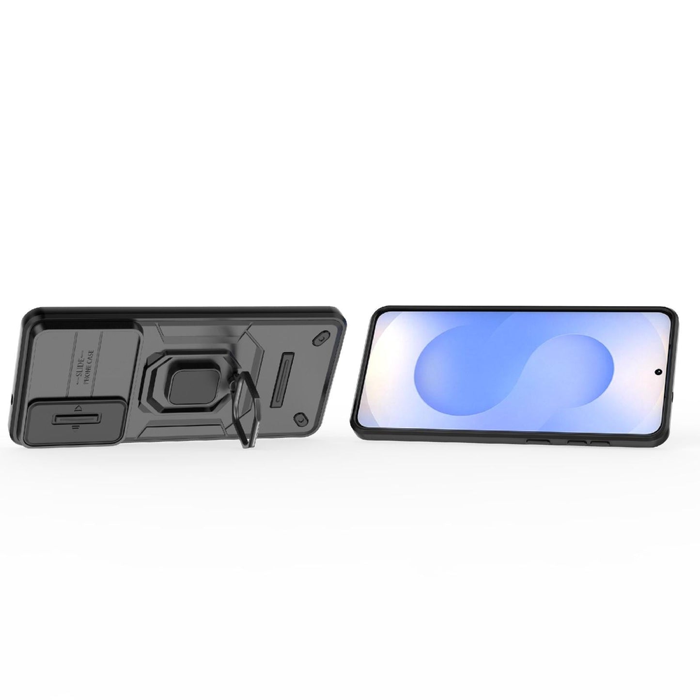 For Samsung Galaxy S25 Edge 5G Sliding Camshield TPU + PC Shockproof Phone Case with Holder(Black)