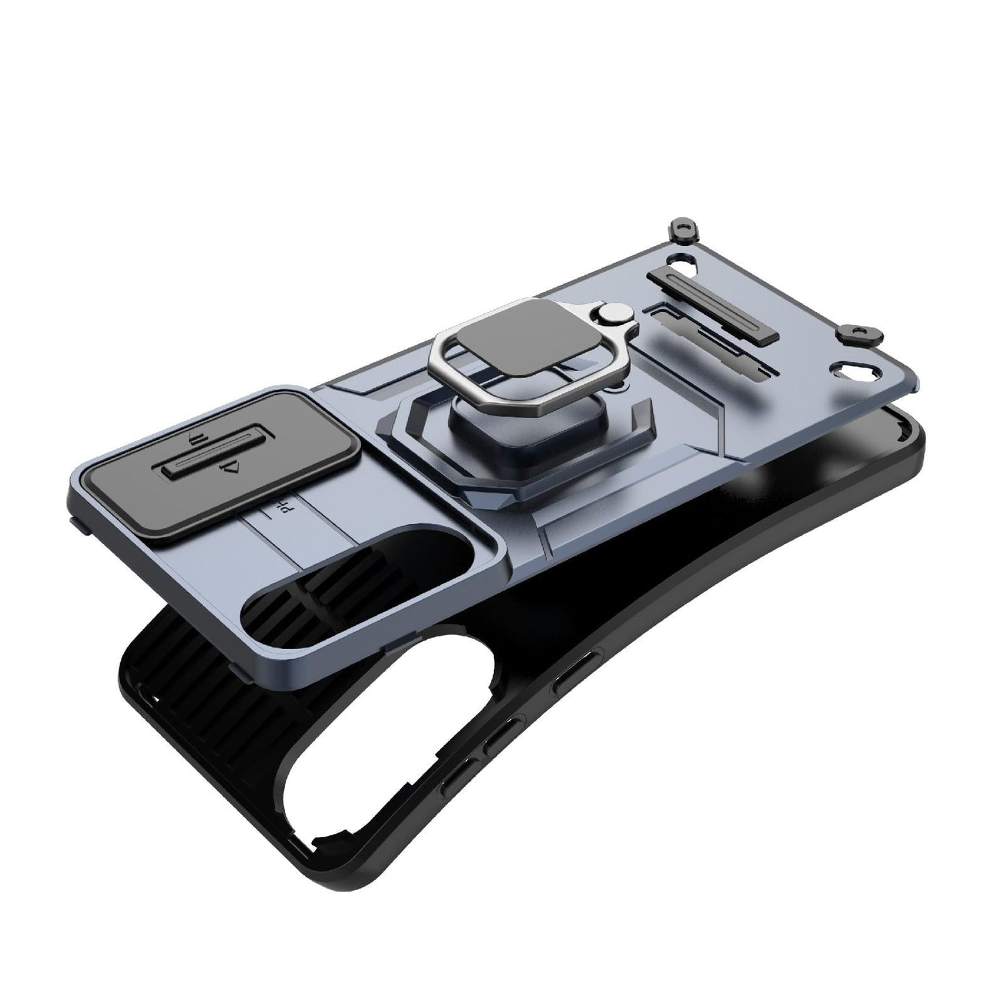 For Samsung Galaxy S25 Edge 5G Sliding Camshield TPU + PC Shockproof Phone Case with Holder(Black)