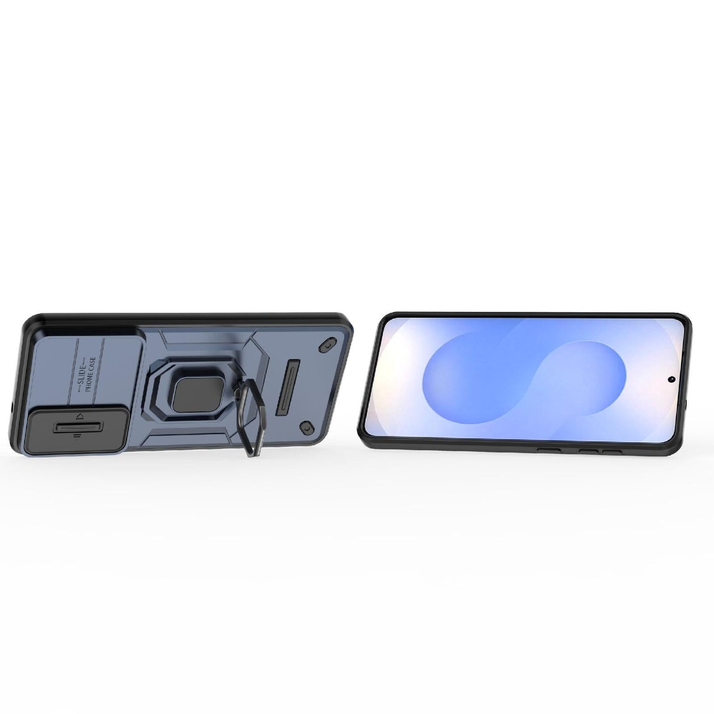 For Samsung Galaxy S25 Edge 5G Sliding Camshield TPU + PC Shockproof Phone Case with Holder(Blue)