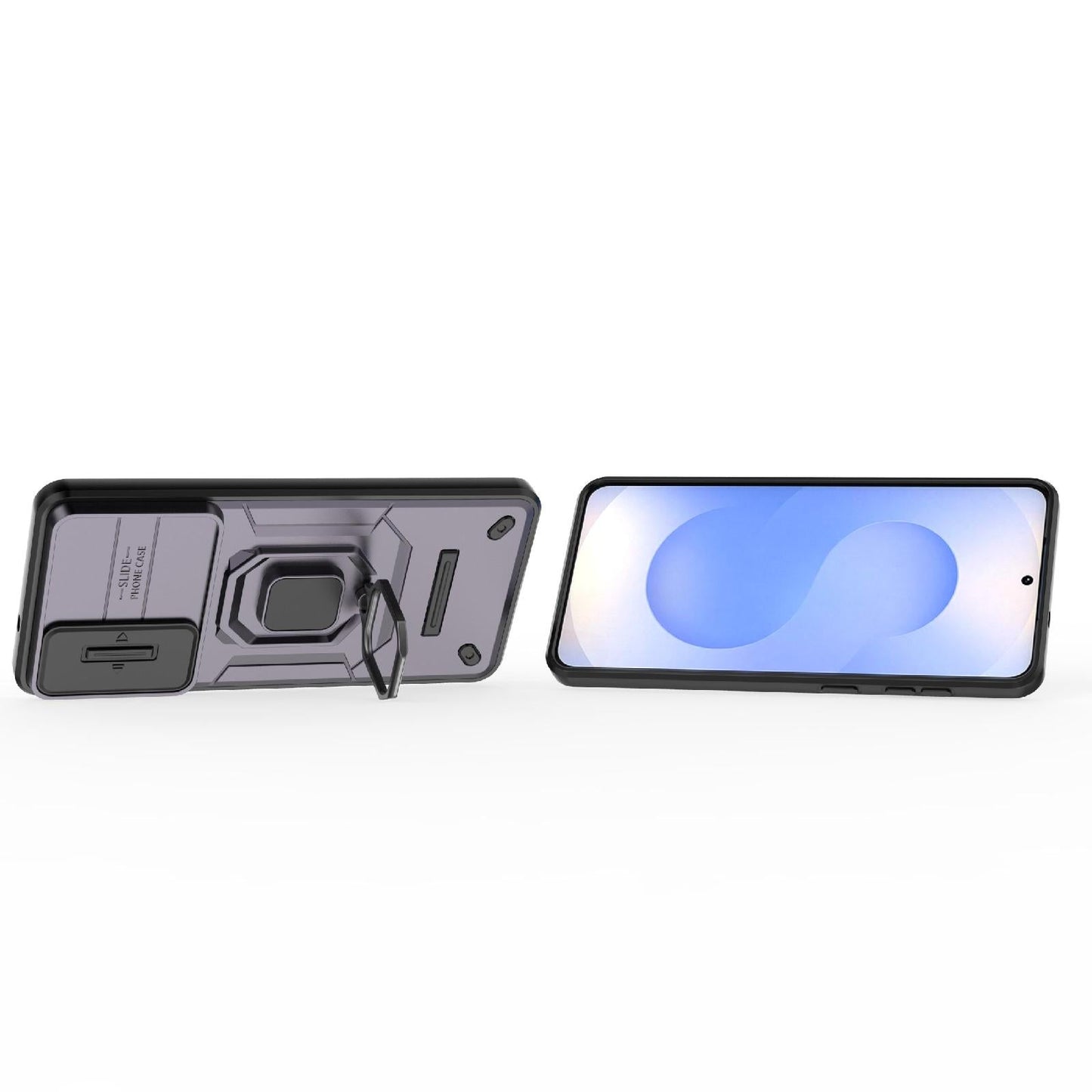 For Samsung Galaxy S25 Edge 5G Sliding Camshield TPU + PC Shockproof Phone Case with Holder(Purple)