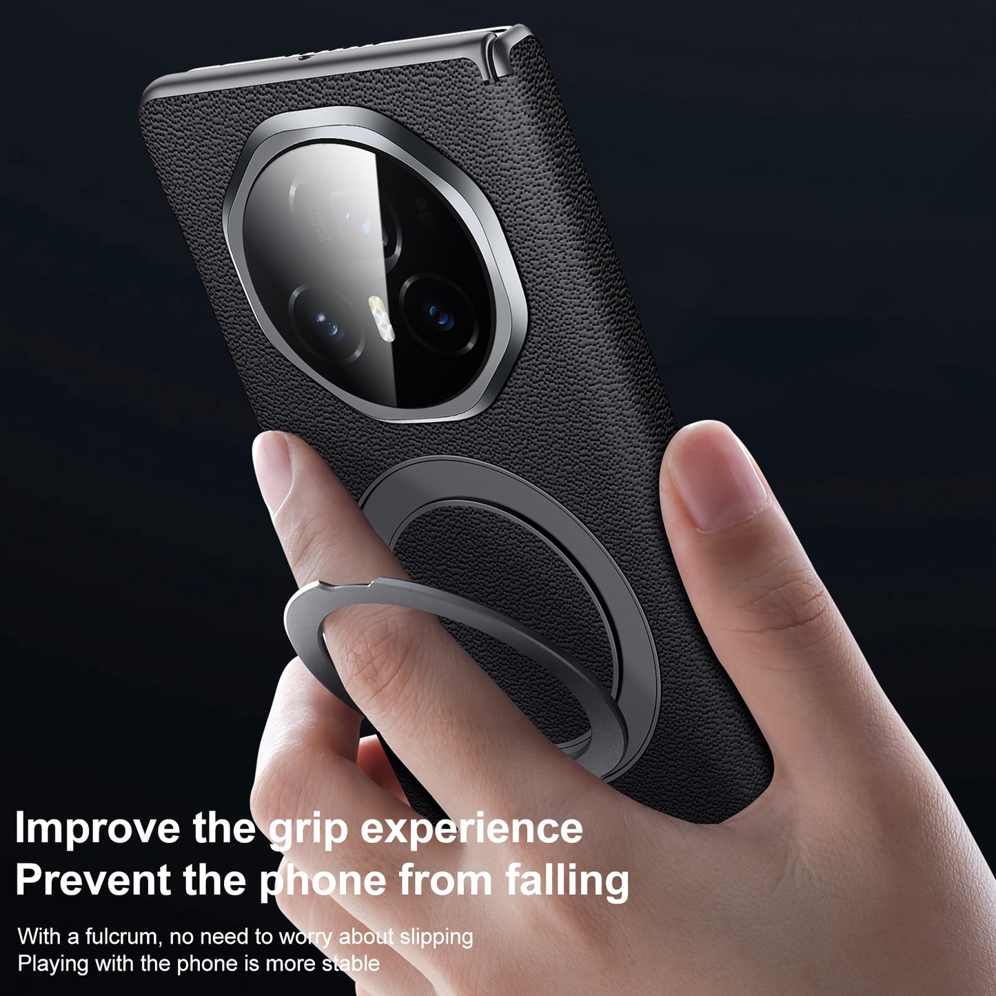 For Honor Magic V3 SULADA Top Grain Leather MagSafe Magnetic Holder Phone Case(Blue)