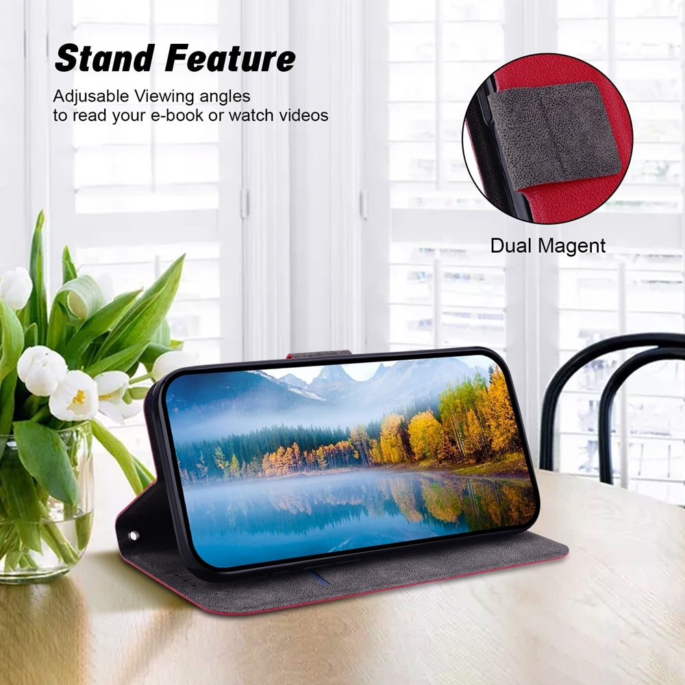 For iPhone 16e Ultra-thin Voltage Magnetic Buckle Leather Phone Case(Red)