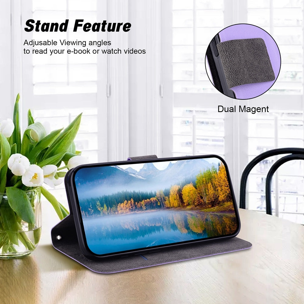 For iPhone 16e Ultra-thin Voltage Magnetic Buckle Leather Phone Case(Purple)