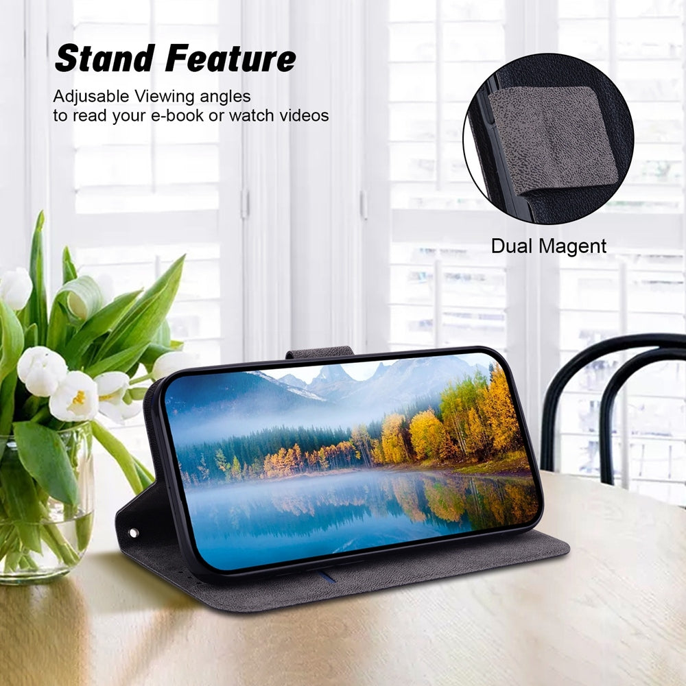 For iPhone 16e Ultra-thin Voltage Magnetic Buckle Leather Phone Case(Black)