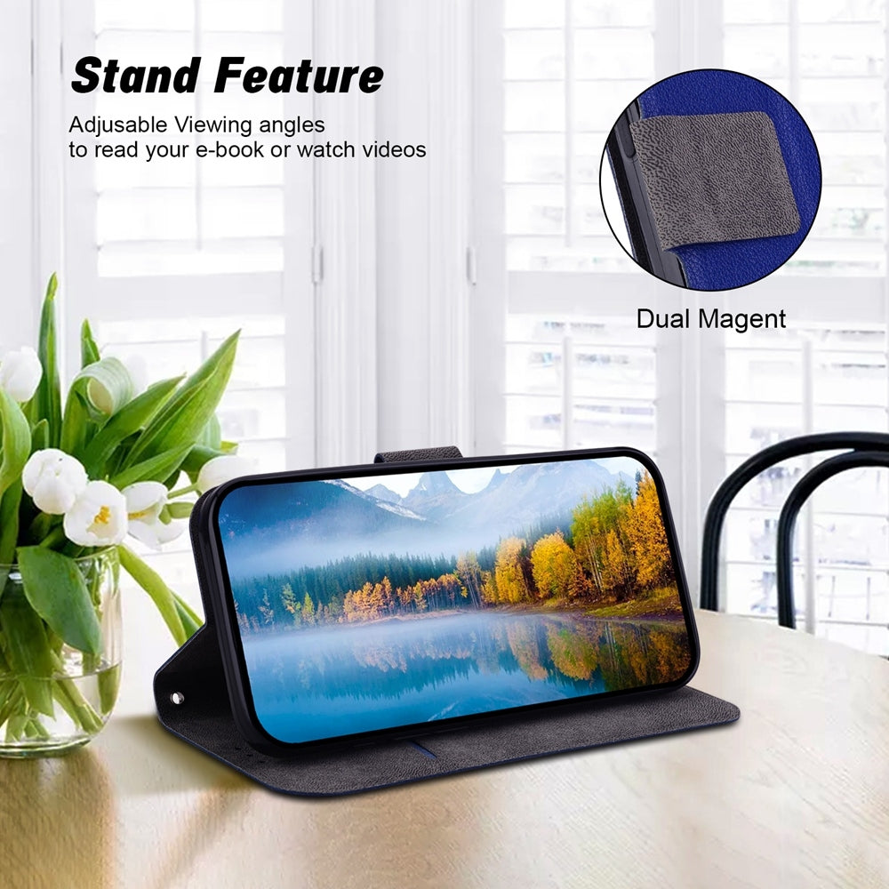 For iPhone 16e Ultra-thin Voltage Magnetic Buckle Leather Phone Case(Blue)