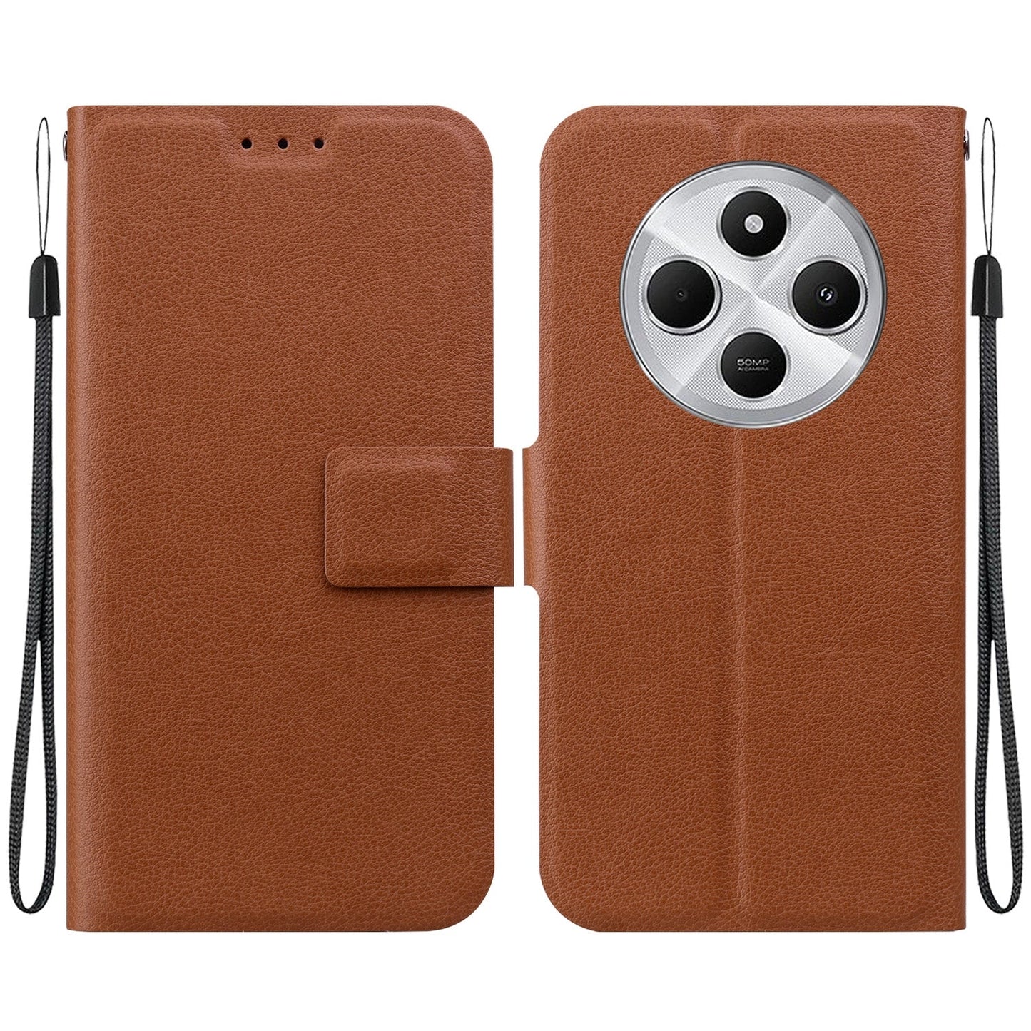 For Redmi 14C 4G Ultra-thin Voltage Magnetic Buckle Leather Phone Case(Brown)
